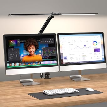 CHARYJOD LED Desk Lamp for Office Home, Architect Desk Light with Clamp