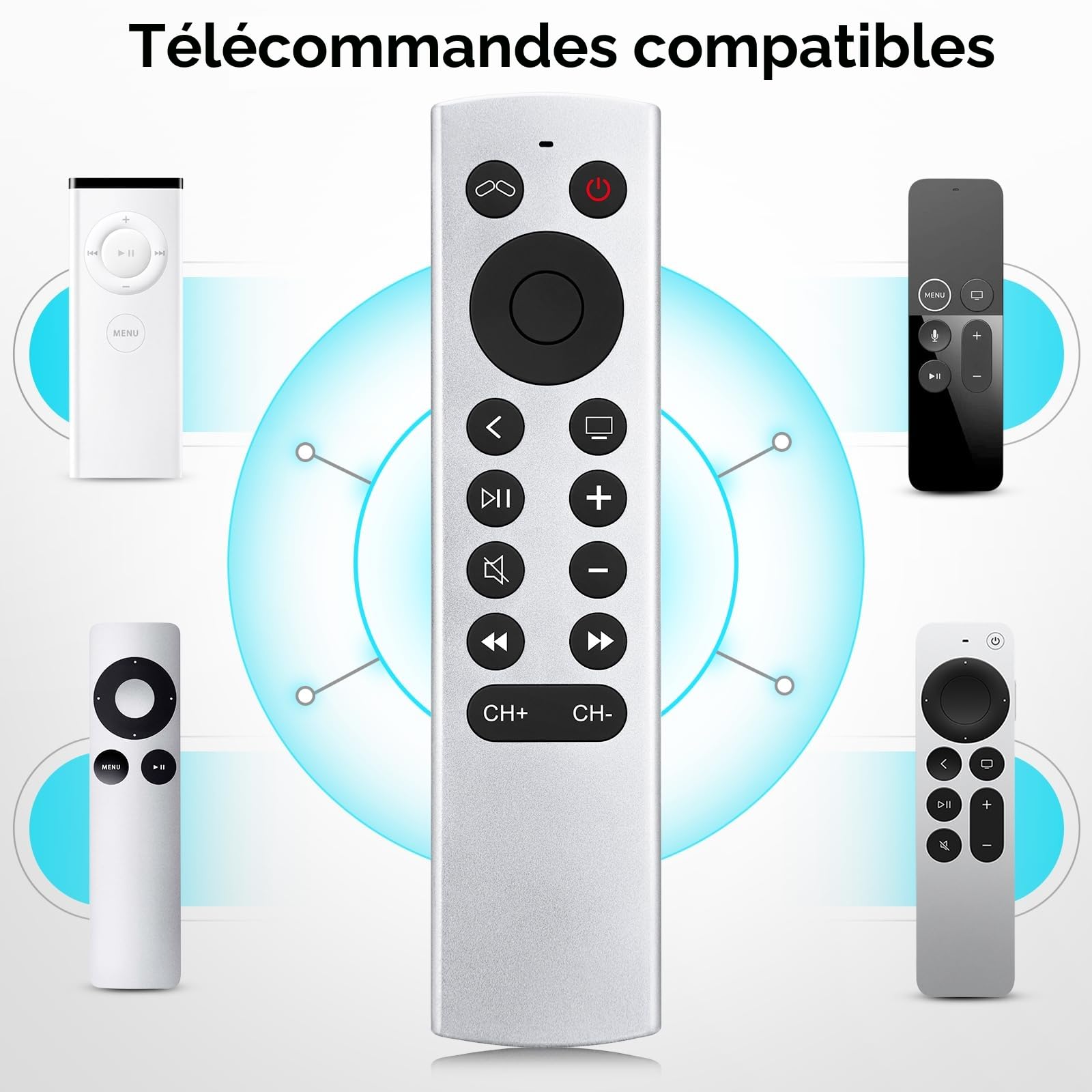 Telecommande-pour-Apple-4K-TV-Remote, Télécommande pour Apple TV 4K/HD (NO Voice & Siri)