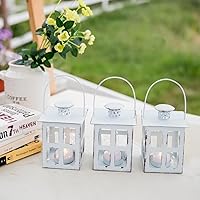 Vista 4 de HPC Decor - 6 mini linternas decorativas para centros de mesa de boda, faroles de velas de metal a granel con candelita LED y cuerda, decoración