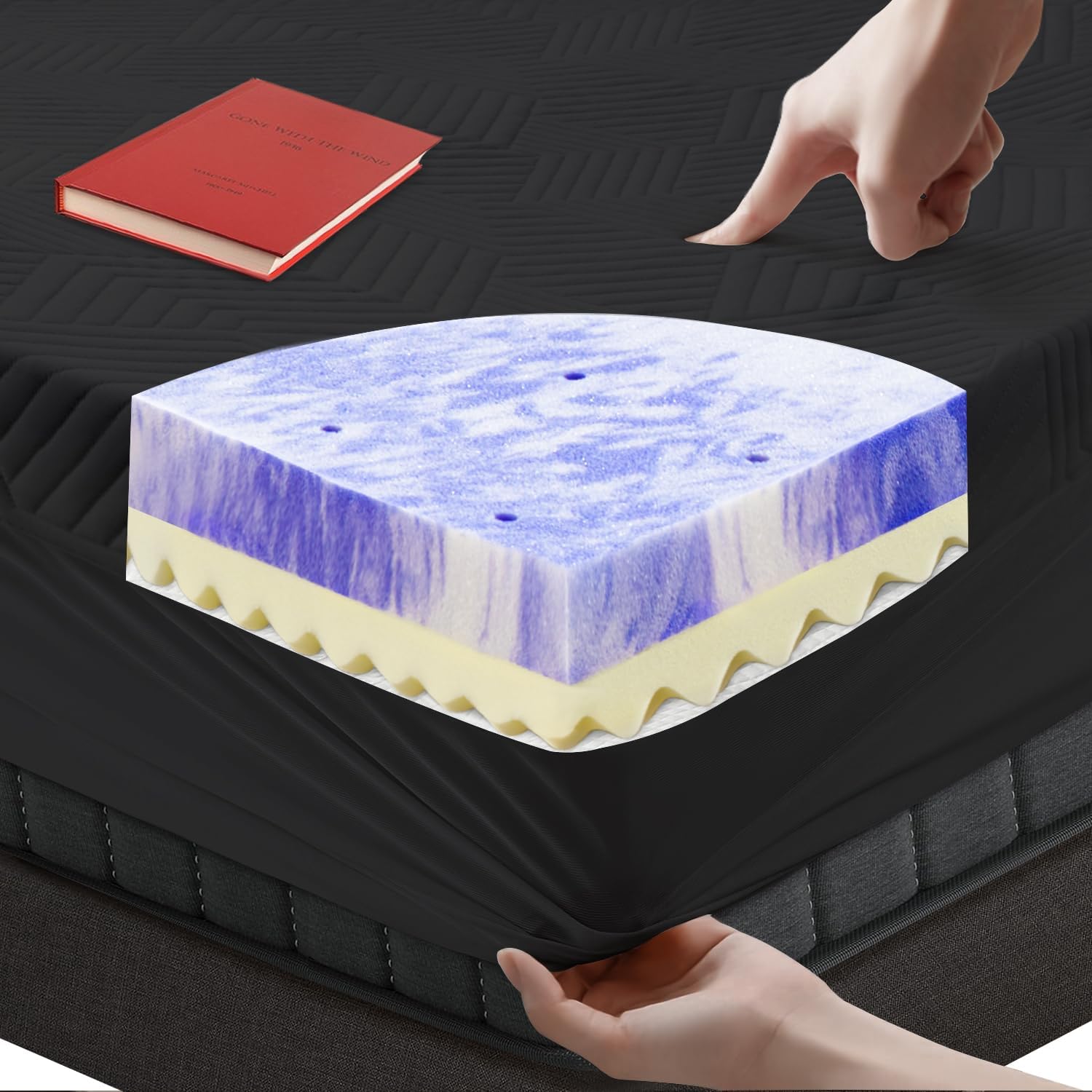 SWINHOM 3 Inch Queen Memory Foam Mattress Topper