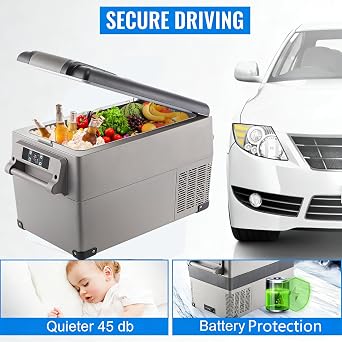 Car Refrigerator, 35L Car Fridge, Portable Electric Cooler with -4F~68F Adjustable Temperature, 12/24V DC and 100-240V AC Compressor Freezer for Outdoor, Camping, Travel, RV, SUV (35L)