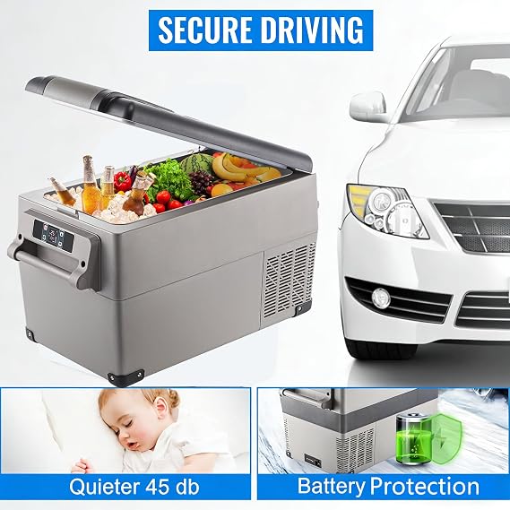 Car Refrigerator, 35L Car Fridge, Portable Electric Cooler with -4F~68F Adjustable Temperature, 12/24V DC and 100-240V AC Compressor Freezer for Outdoor, Camping, Travel, RV, SUV (35L)