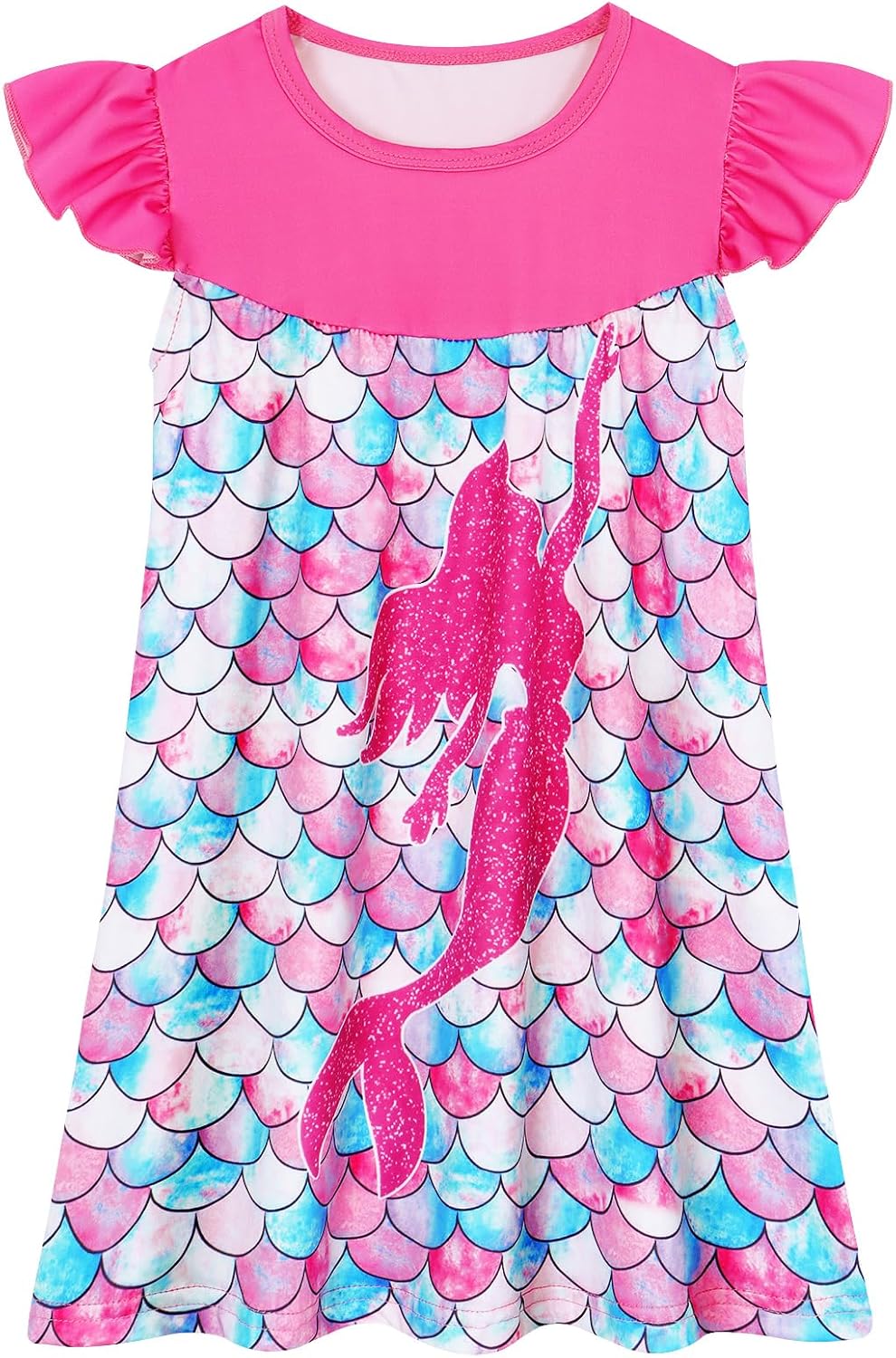 WonderBabe Girls Nightgowns Flutter Short Sleeves Sleepwear Kids Pajamas Princess Nightgown Soft Night Dress for Toddler Girl