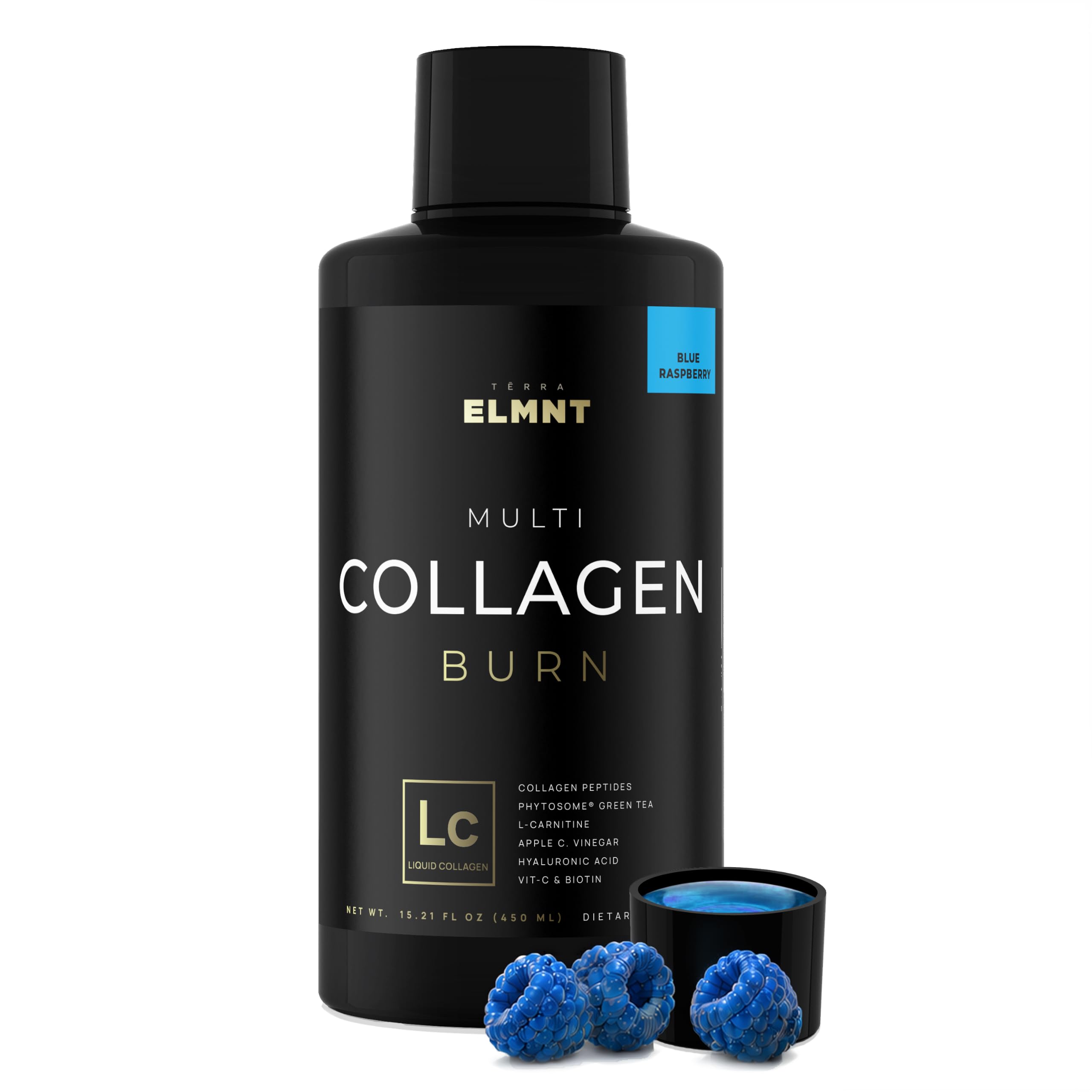 Premium Liquid Collagen for Women Weight Loss & Beauty w. Hyaluronic Acid, Biotin, L-Carnitine, ACV - Ultra Pure Multi Collagen Protein Shots Drink Hair Skin Liquid Vitamins, Colageno (Blue Raspberry)