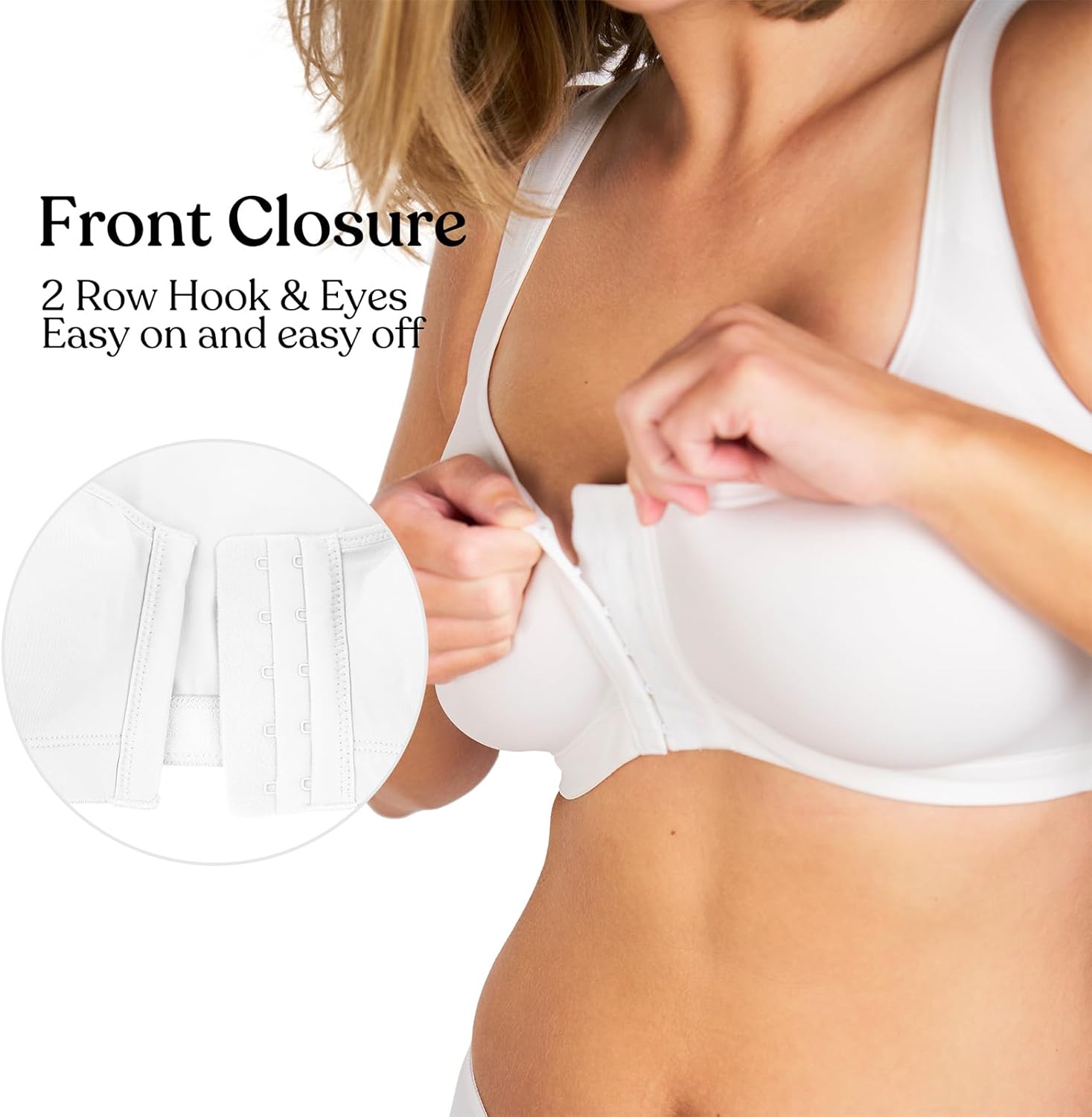 HSIA Posture Bras for Women - Front Closure Bra for Women No Underwire Back Support Plus Size Full Coverage Bra Toast - Image 2