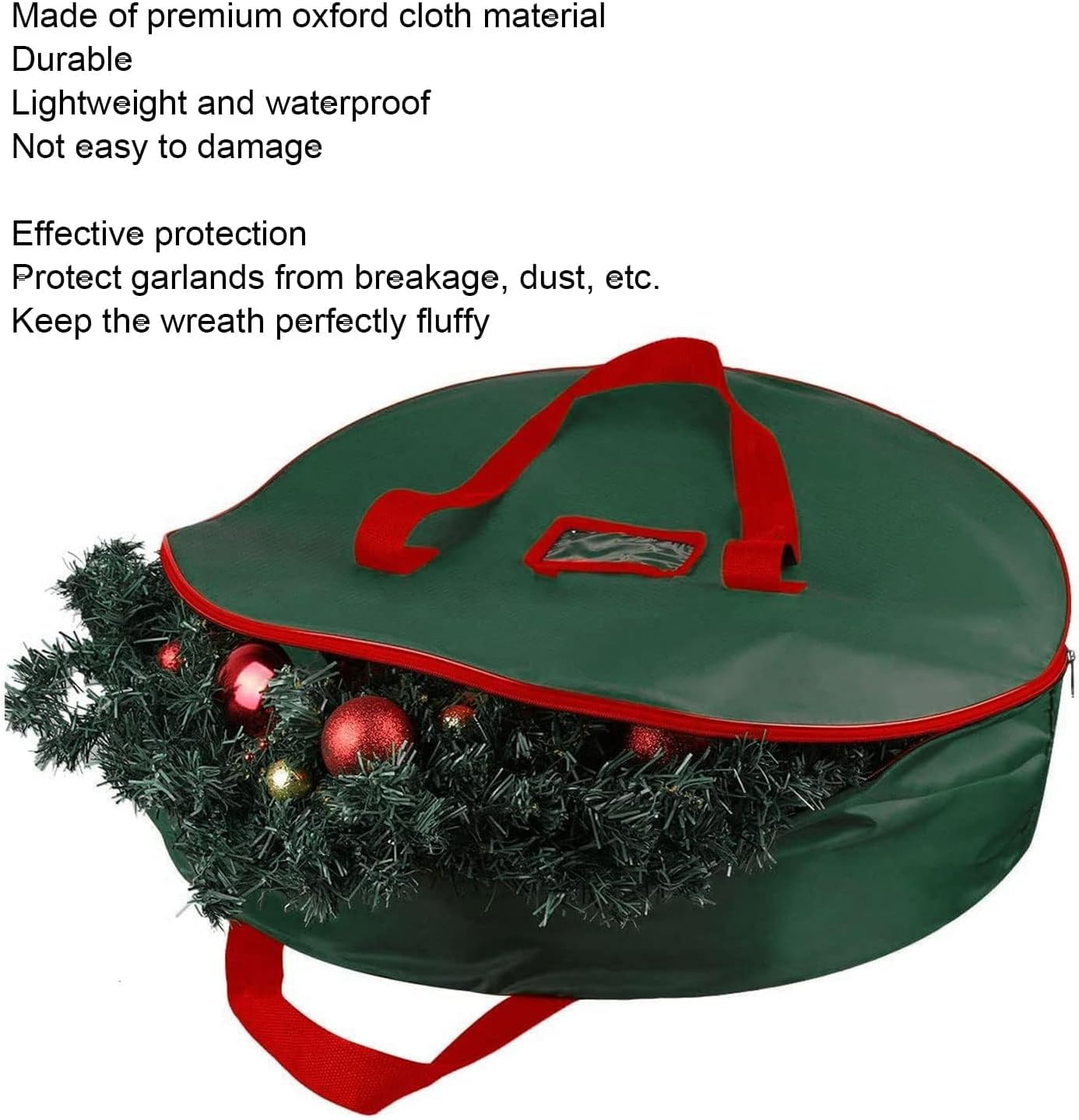 JEOZBM Christmas Wreath Storage Container, Oxford Cloth Round Wreath Storage Bag, Double Zips Xmas Wreath Storage Boxes for Holiday