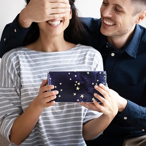 Miniatura 6 de JarThenaAMCS 12 hojas de papel de regalo de noche estrellada, no se enrolla, papel de regalo de estrellas doradas y acuarelas, papel de arte plano