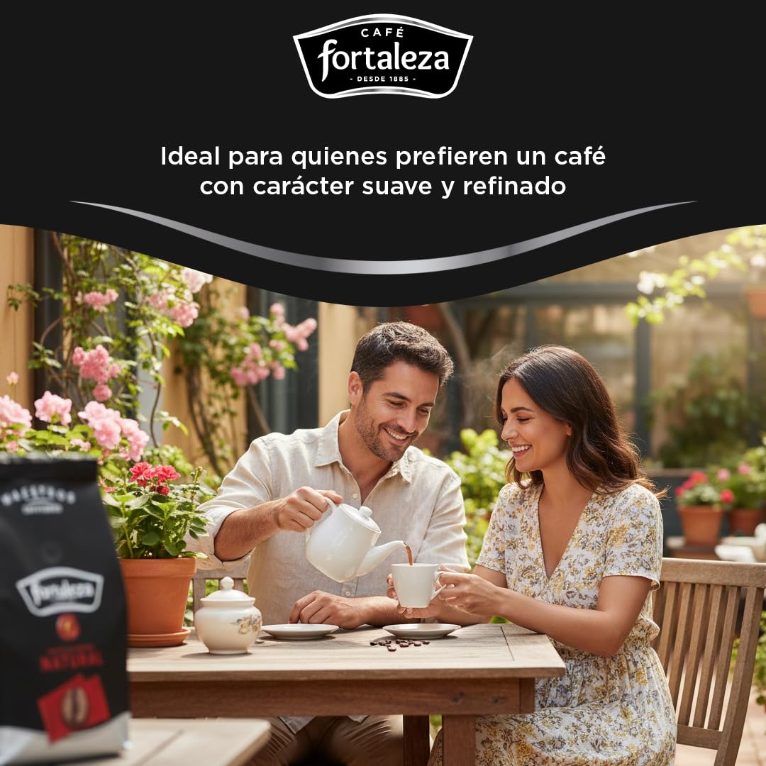 CAFÉ FORTALEZA Café en Grano Natural 500g x 6 - Total 3KG - Café en Grano con Matices Herbales y Afrutados - Café Arábica Centroamericano y Brasileño con Sabor Elegante - Café con Final Largo