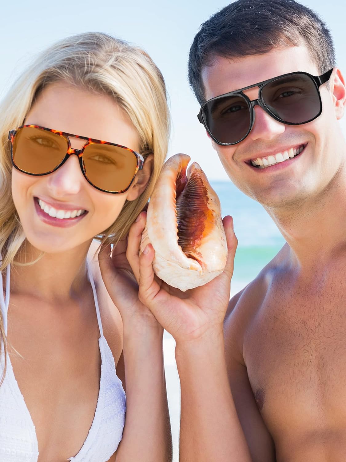 Frienda 4 Pairs Retro Sunglasses Vintage Large Frame Sunglasses 70s Unisex Glasses for Women Men (Vintage Color) - Image 4