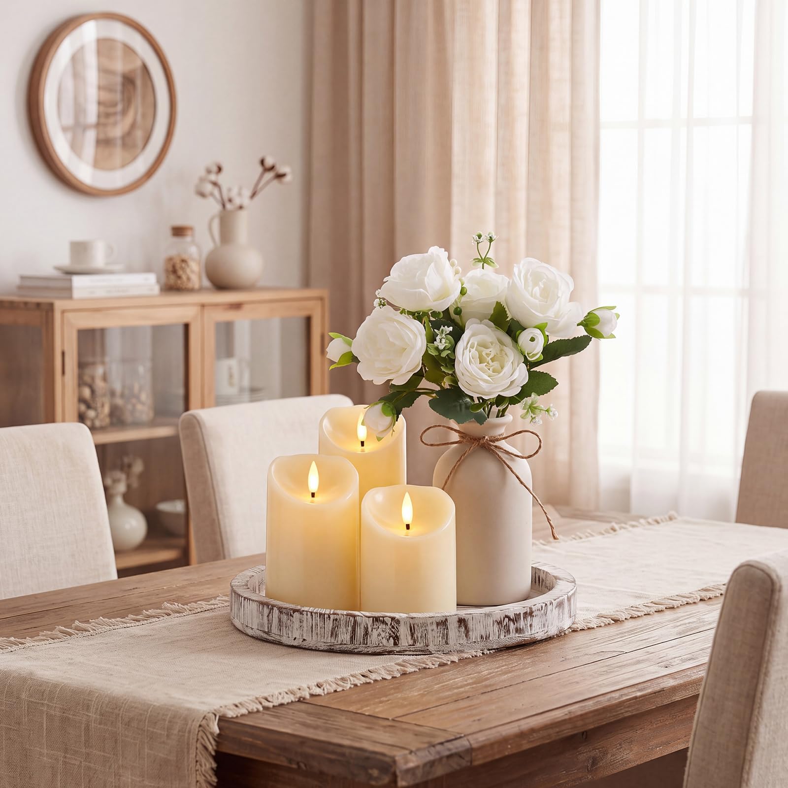 Mumufy Set di 6 decorazioni per centrotavola da tavola, bianco antico, rosa