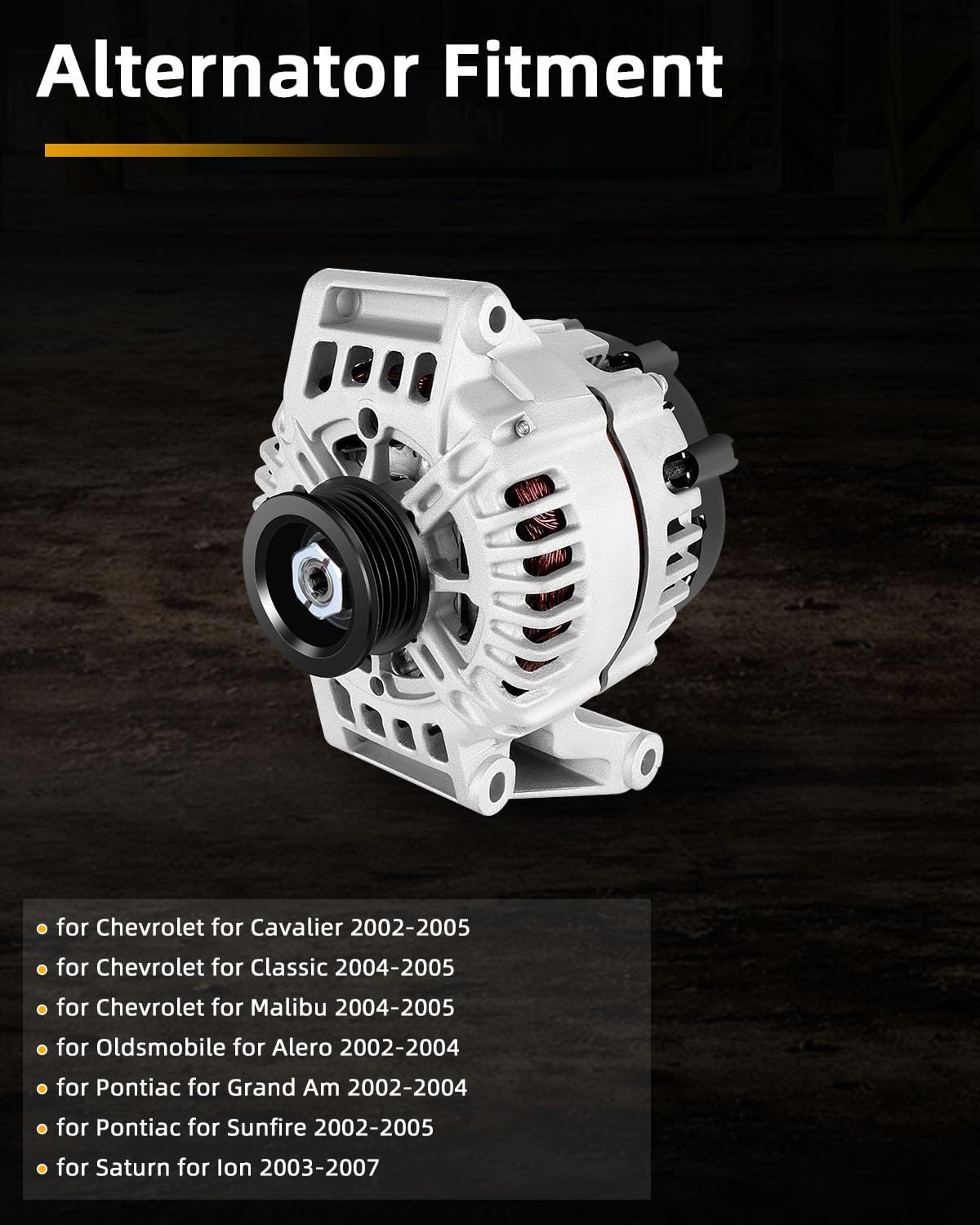 OCPTY Alternator for Chevrolet for Cavalier 2002-2005,for Classic 2004-2005,for Malibu 2004-2005,for Oldsmobile for Alero 02-04,2.2L l4 105Amp Automotive Alternator Replacement #13944