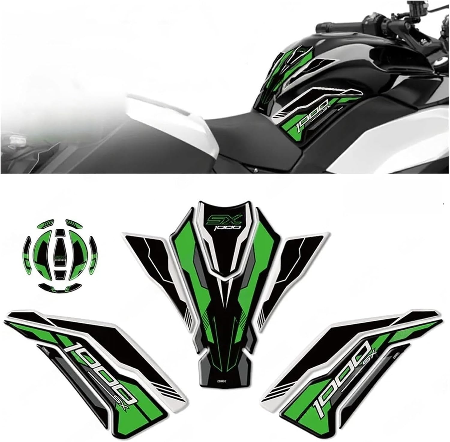 Motorcycle Tank Sticker for Z1000SX Ninja1000SX 2017-2024 Motorcycle 3D Fuel Tank Pad Sticker Set Gas Oil Protection Decals.