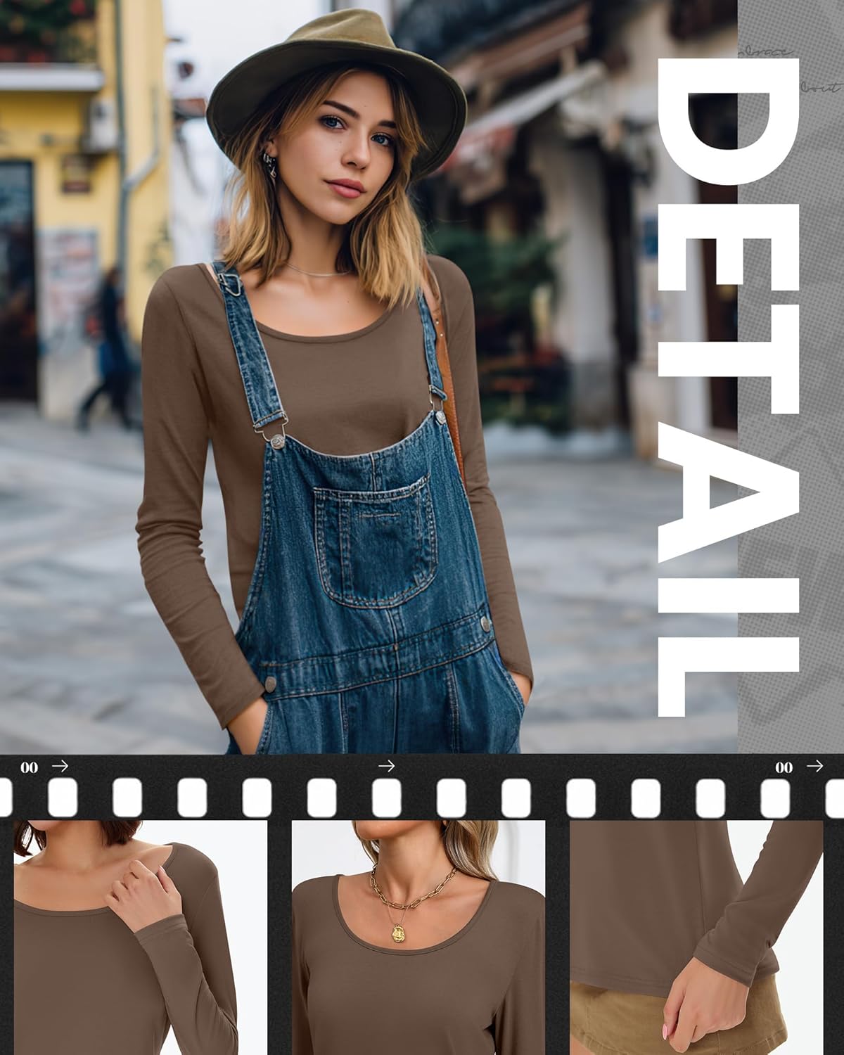 Ficerd 3 Pack Women's Long Sleeve Shirts Casual Scoop Neck Basic Tops Solid Layer T Shirts for Ladies - Image 3