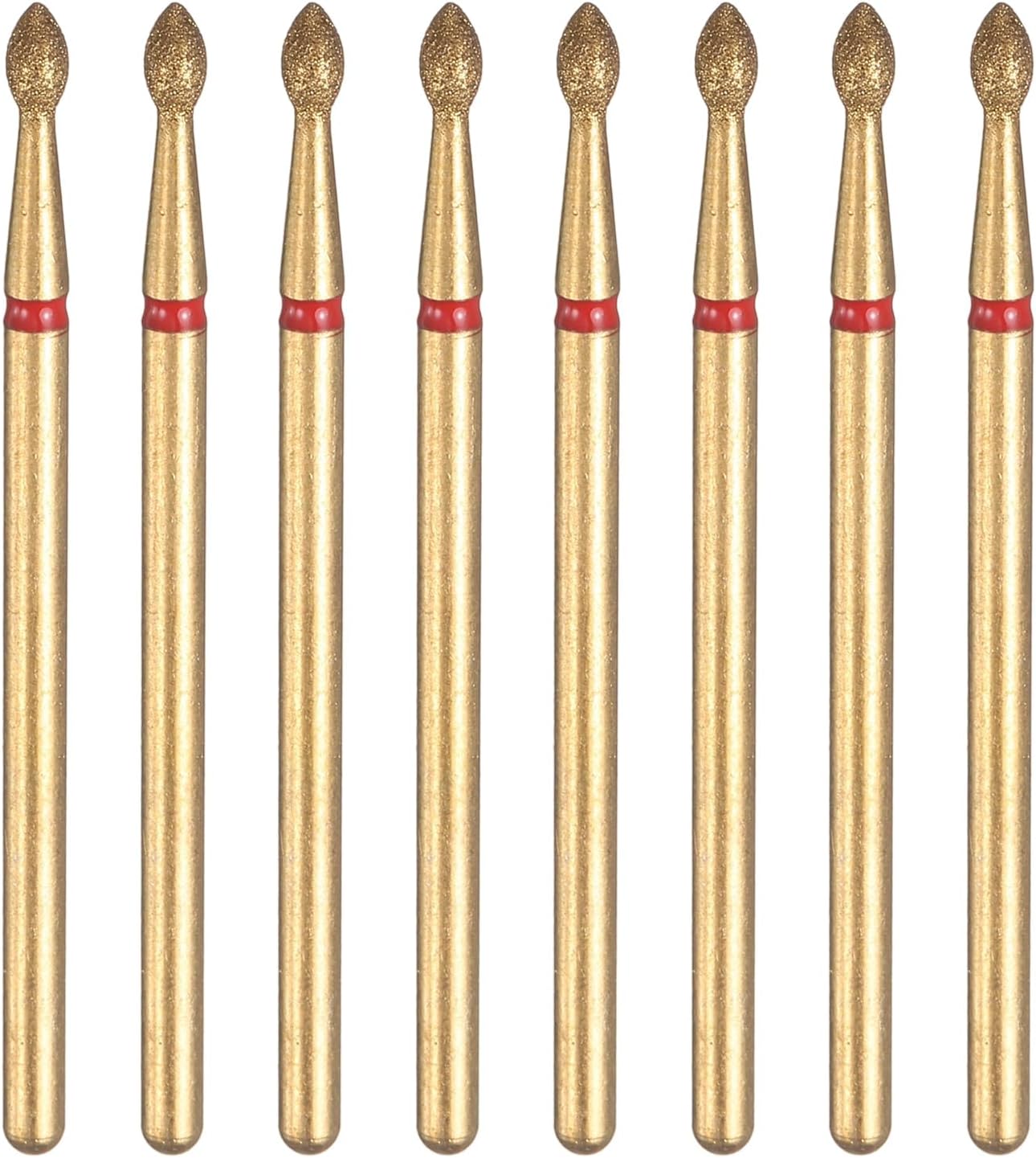 HARFINGTON 8pcs 120-140 Grits Diamond Grinding Bit 2.2mm Oval Head 2.35mm Shank 9mm Length Titanium Plated Stone Sanding Drill Bits Rotary Tool for Nails Grinding Polishing