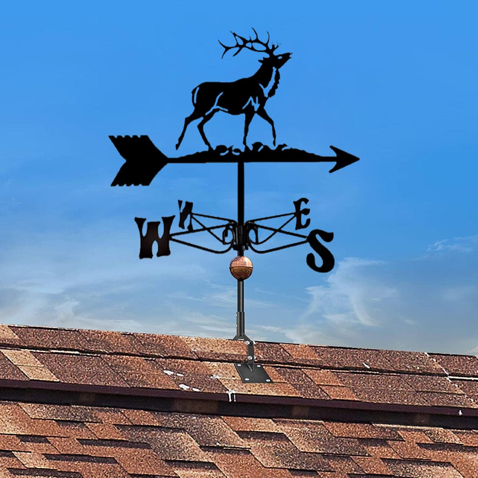 Garden Weathervane Steel Roof Mount with Hardware, Adjustable Weather Vanes Mount for Roofs, Weathervane Roof Mount, Thickened Steel Wind Vane Bracket, Wind Vane Roof Mount for Gardens, Lawns
