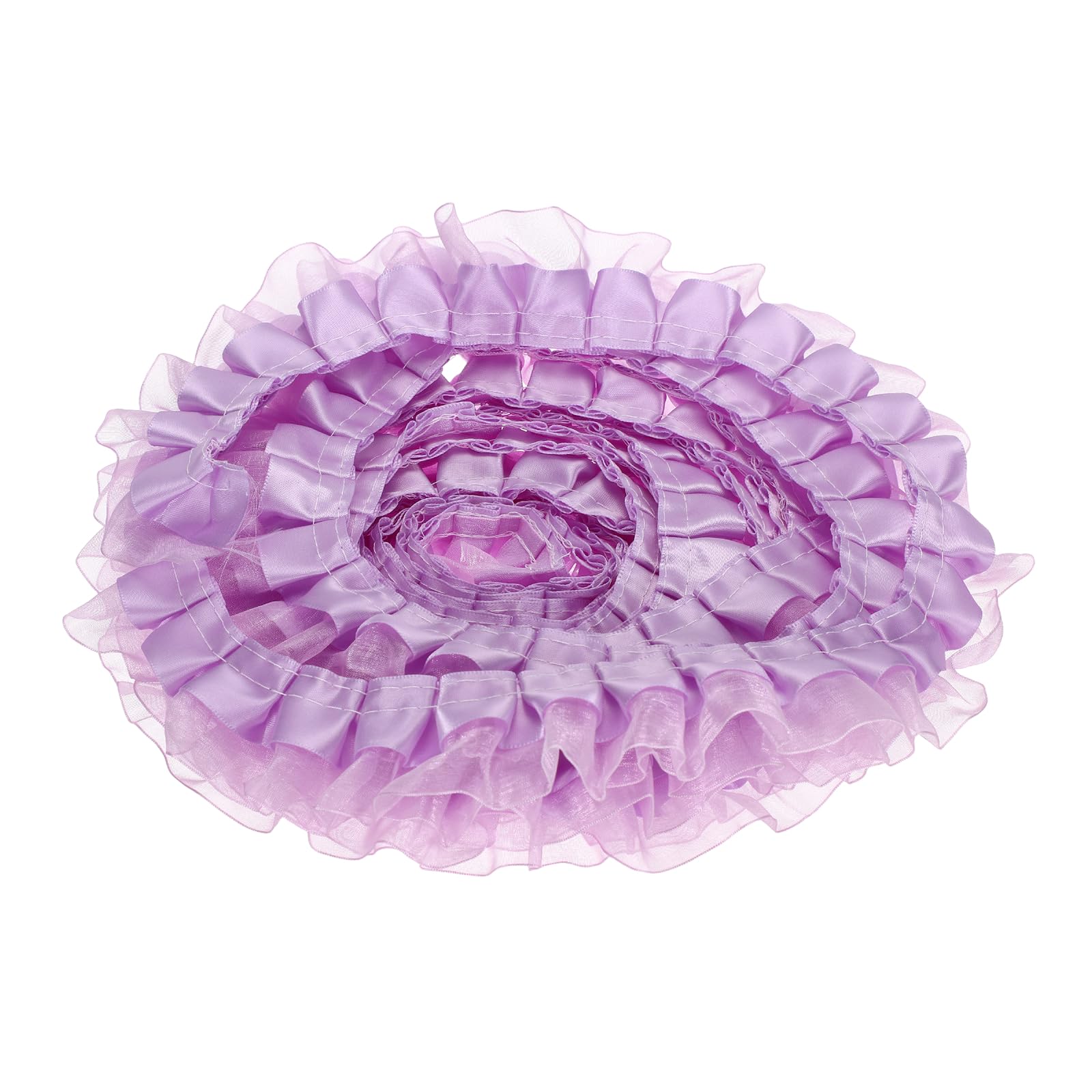 sourcing map 2 Layer Ruffle Ribbon Trim, 6 Yards x 1.57" Chiffon Pleated Ribbons Fabric Edge Trimming for Sewing, DIY Crafts, Dress and Home Decor Embellishment, Light-Purple