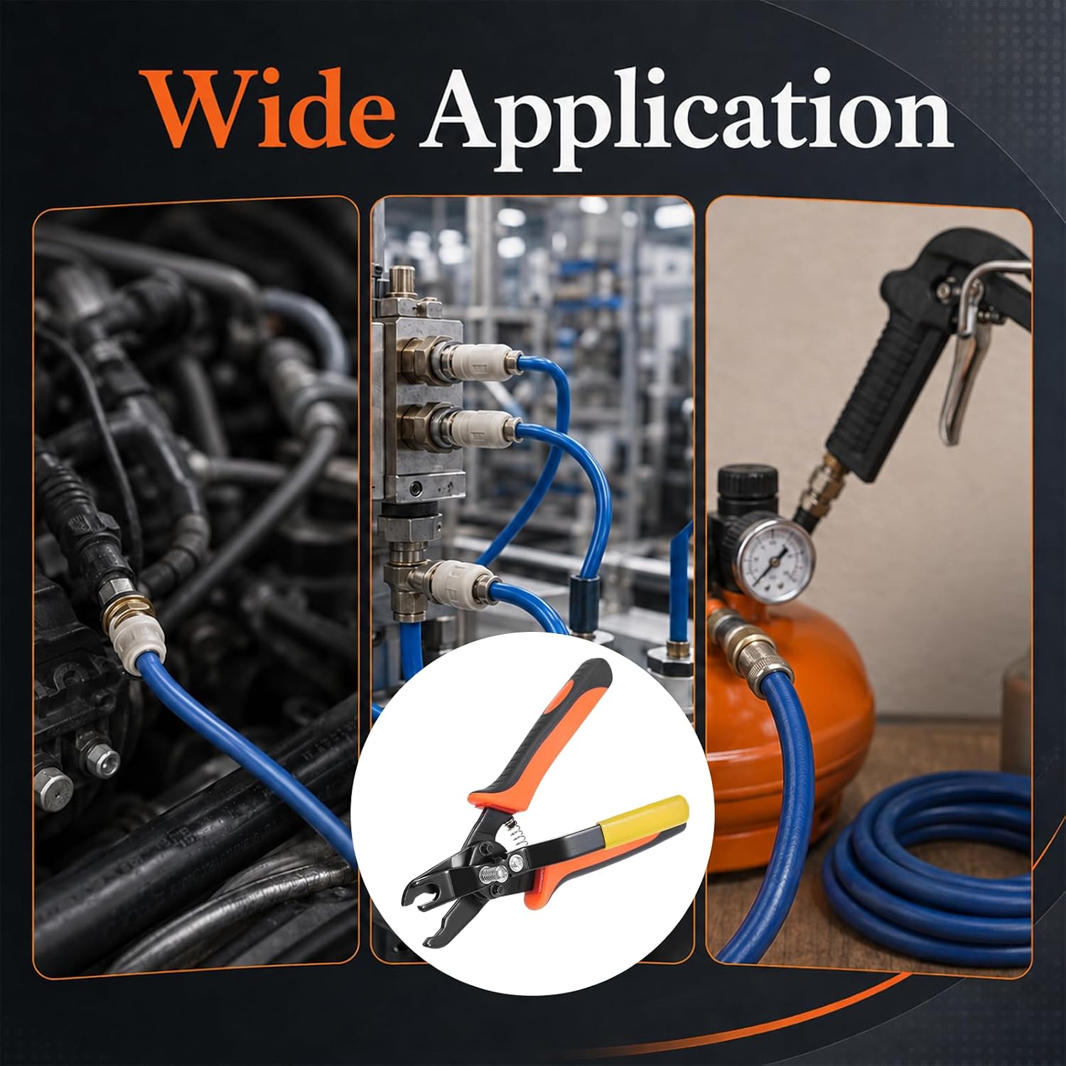 Push-to-Connect Fitting Disconnect Tool for 1/4"-5/16" Hose |Pneumatic Tube Removal Pliers, Comfortable Non-Slip Grip, Auto Rebound Spring, Grooved Jaws, Quick Disconnect