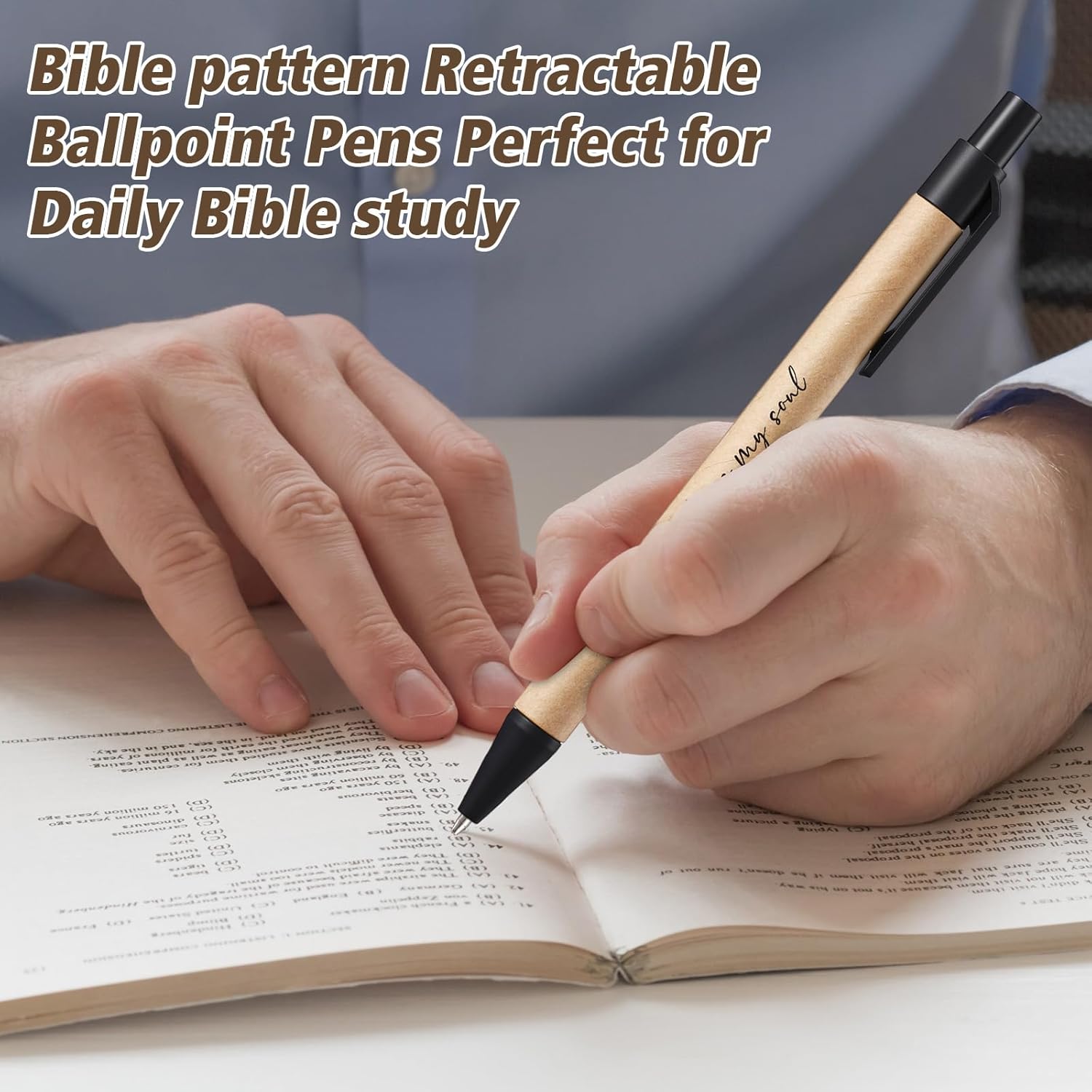 Marspark 100 Pcs Christian Pens Gift Bulk Bible Verse Inspirational Gifts for Men Women Retractable Ballpoint Religious Pens with Black Ink for Office Church Scripture Supplies Coworkers(Black)