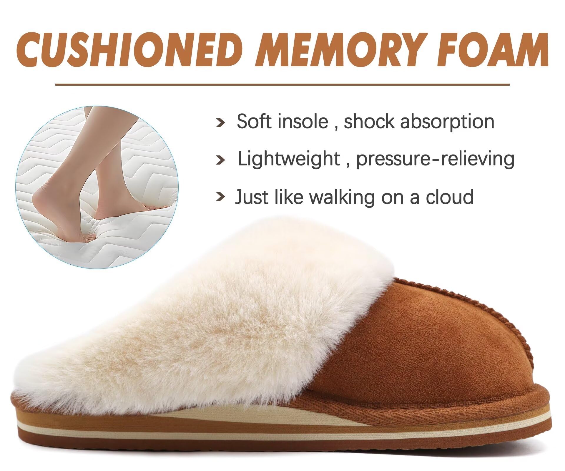 KuaiLu Pantofole Donna Invernali Pelose Pelle Chiuse Ciabatte Casa Calde Peluche Pelo Foderata Babbucce Comode Memory Foam Slippers Antiscivolo Suola Scarpe