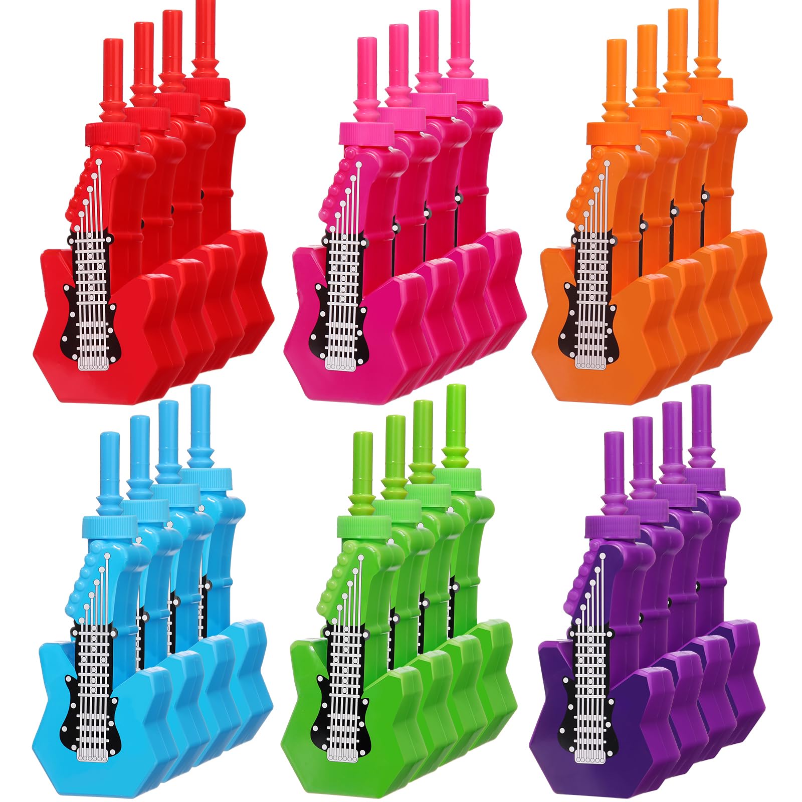 Tanlade 24 Pcs Electric Guitar Cups with Straws 10 oz Plastic Music Theme Cups Rock and Roll Party Favors Retro 80s 90s Birthday Party Supplies for Musical Birthday Baby Shower Guitar Lovers Gifts