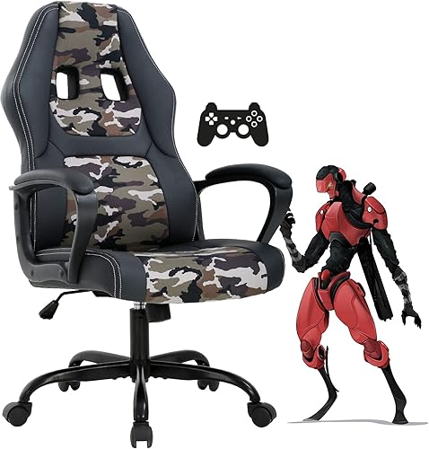Silla de juegos de PC silla de oficina para adultos adolescentes y niños silla ergonómica de piel sintética con soporte lumbar respaldo alto silla