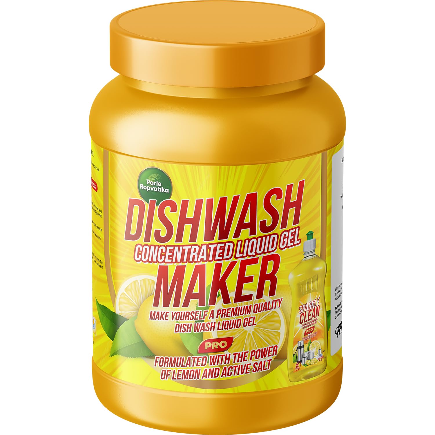 Parle RopvatikaDIY Dishwash Liquid Gel Maker 1kg Jar makes Upto 10 Liter Thick Dish wash Liquid Gel | Lemon Fragrance (DIY Dishwash Maker 1kg)