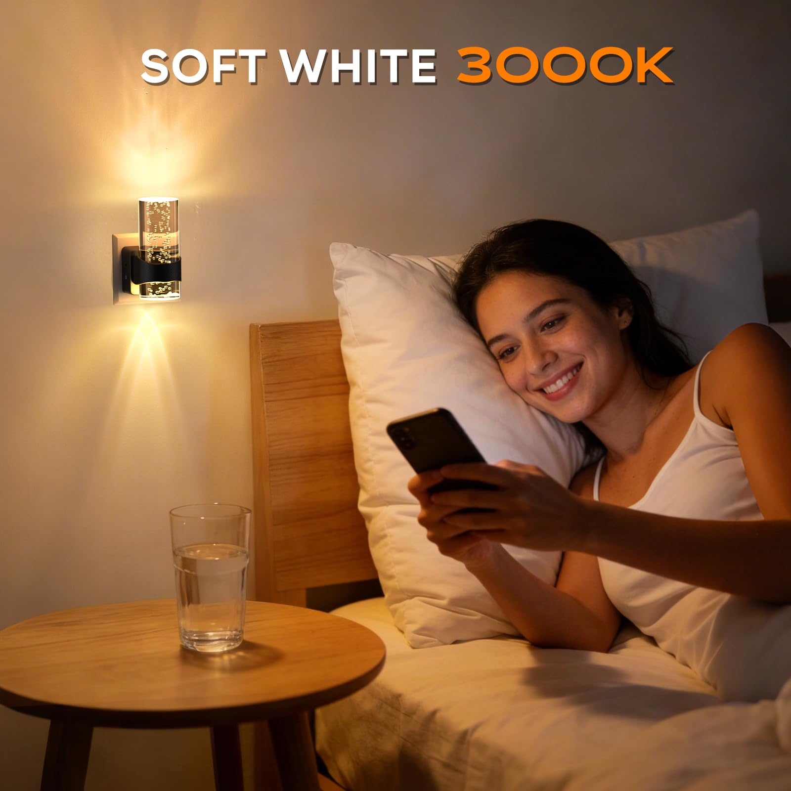 Quntis Luce Notturna da Presa con Sensore Crepuscolare, Luce Notturna con Design a Bolla in Acrilico, 1-100 lm Luminosità Regolabile, 2 Pezzi Luci Notturne da Presa, 3000K Bianco Caldo - 5