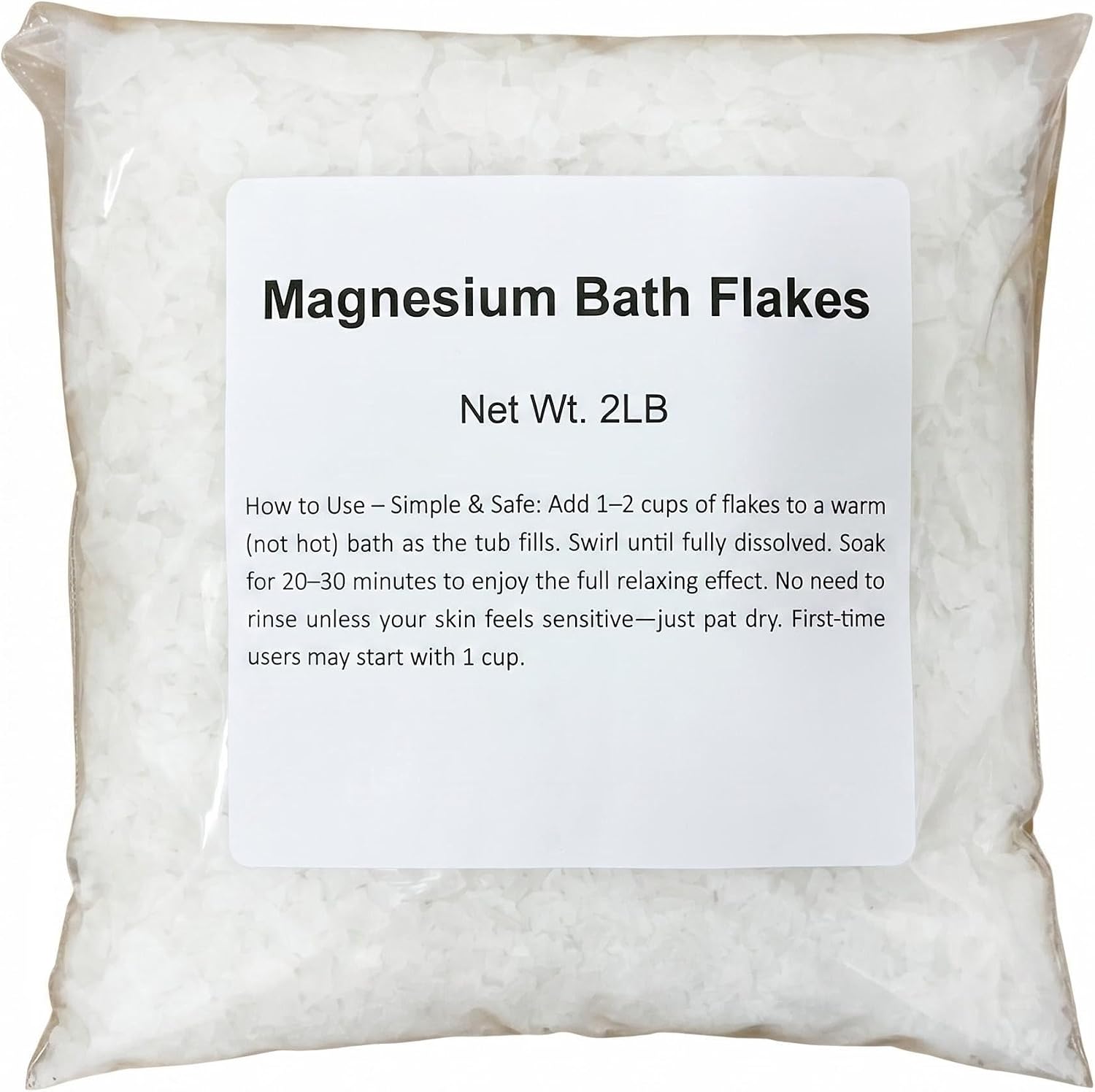 Magnesium Bath Flakes, Magnesium Chloride Minerals, Bathing Alternative to Epsom Salt - for Dead Sea Bath & Foot Soak, Soothing Mineral Soak for Skin & Body (2 LB)