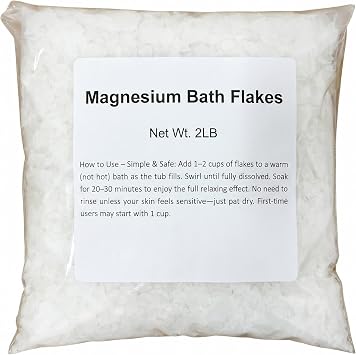 Magnesium Bath Flakes, Magnesium Chloride Minerals, Bathing Alternative to Epsom Salt - for Dead Sea Bath & Foot Soak, Soothing Mineral Soak for Skin & Body 2 LB