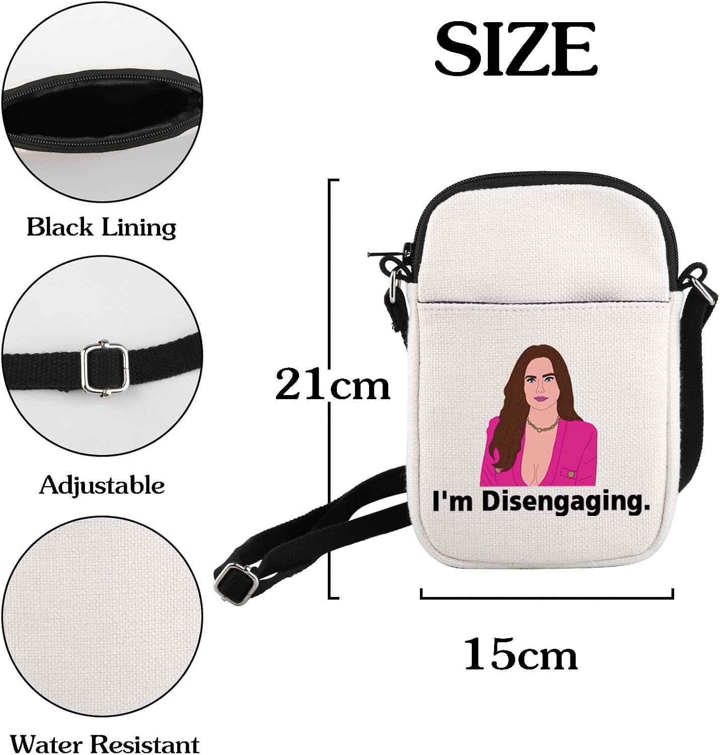 HOLLP Funny Housewives Gifts I'm Disengaging Crossbody Bag Housewives Party Gifts Reality TV Lovers Small Belt Bag - Image 4