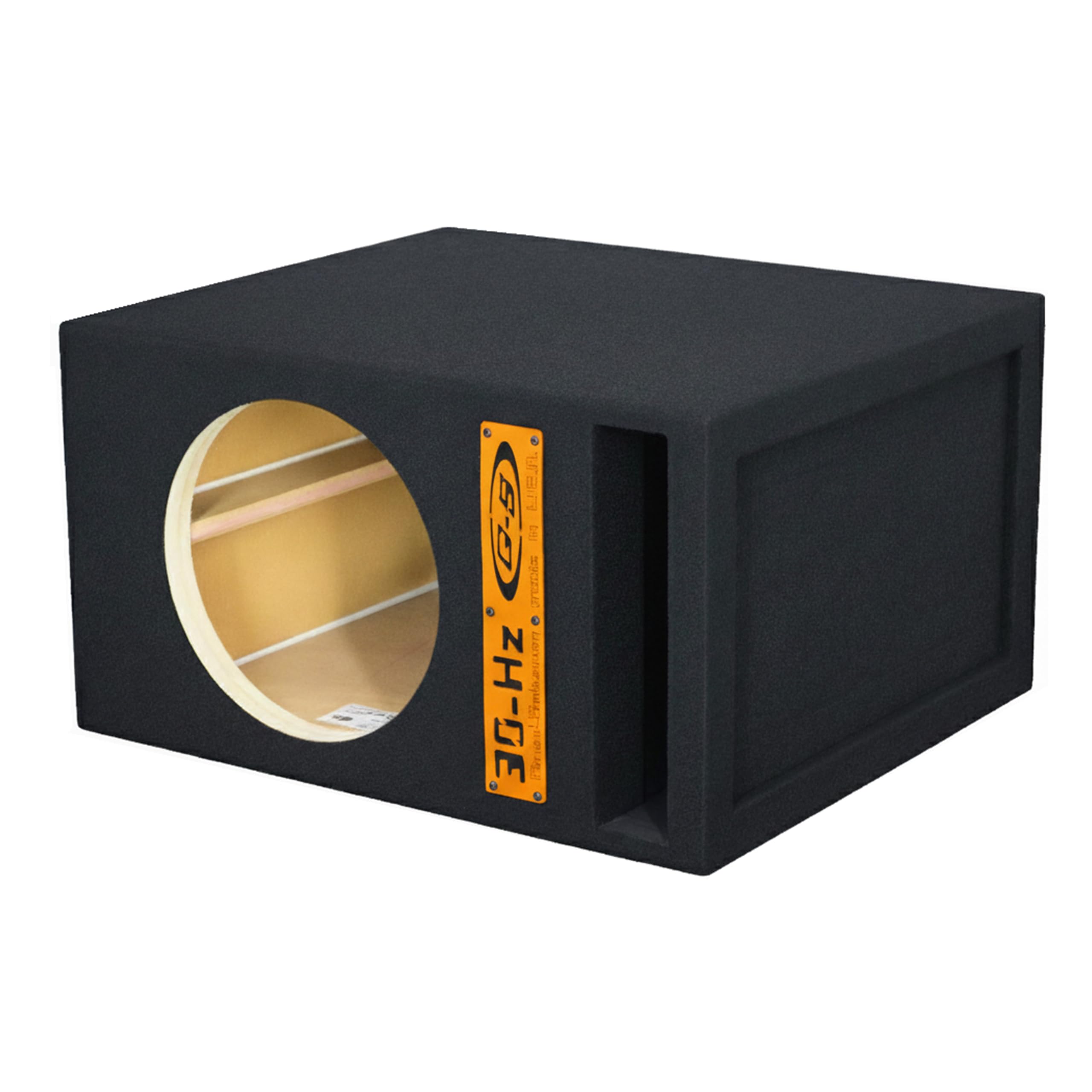 30HZ Reinforced Competition Single Ported Sub Box Sub Woofer Enclosure Speaker Box Car Audio Subwoofer Ground Shaker Box Ground-Shaker (Orange Plaque, 12")