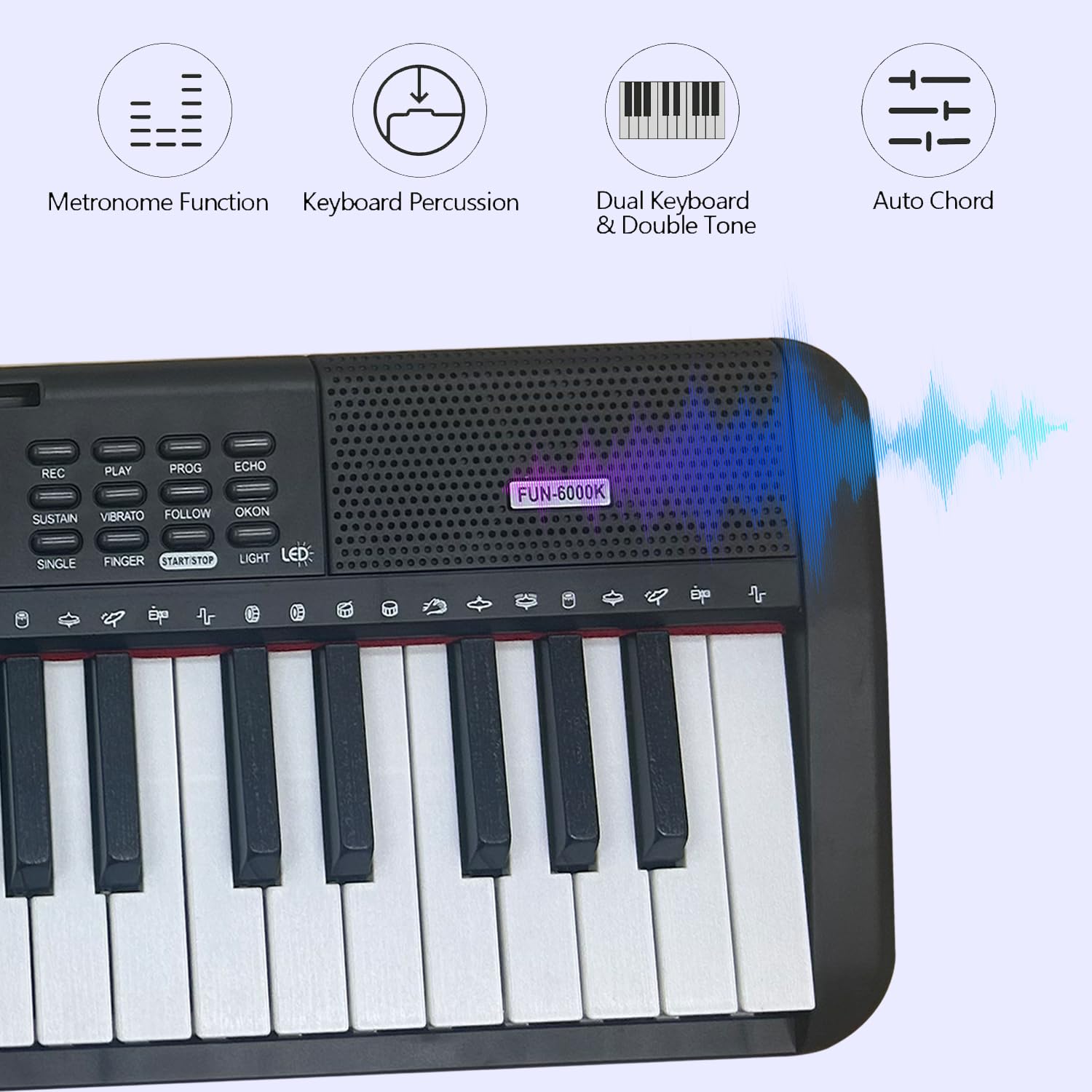 Piano Clavier électronique 61 Touches Avec Lumières - Portable, Rechargeable - Parfait Pour Débutants