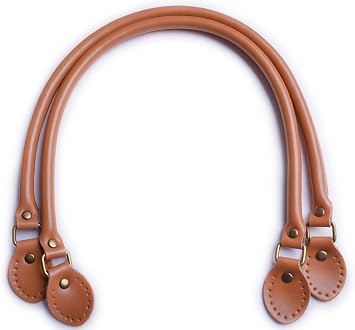 Wento Pair 19 Inches Purses Straps,Cowhide Leather Purse Handles,Genuine Leather Handles,Cowhide Leather Purses Straps,Soft Cow Leather Straps,Purse Making Supplies Camel Brown...