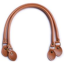 Wento Pair 19 Inches Purses Straps,Cowhide Leather Purse Handles,Genuine Leather Handles,Cowhide Leather Purses Straps,Soft Cow Leather Straps,Purse Making Supplies Camel Brown...