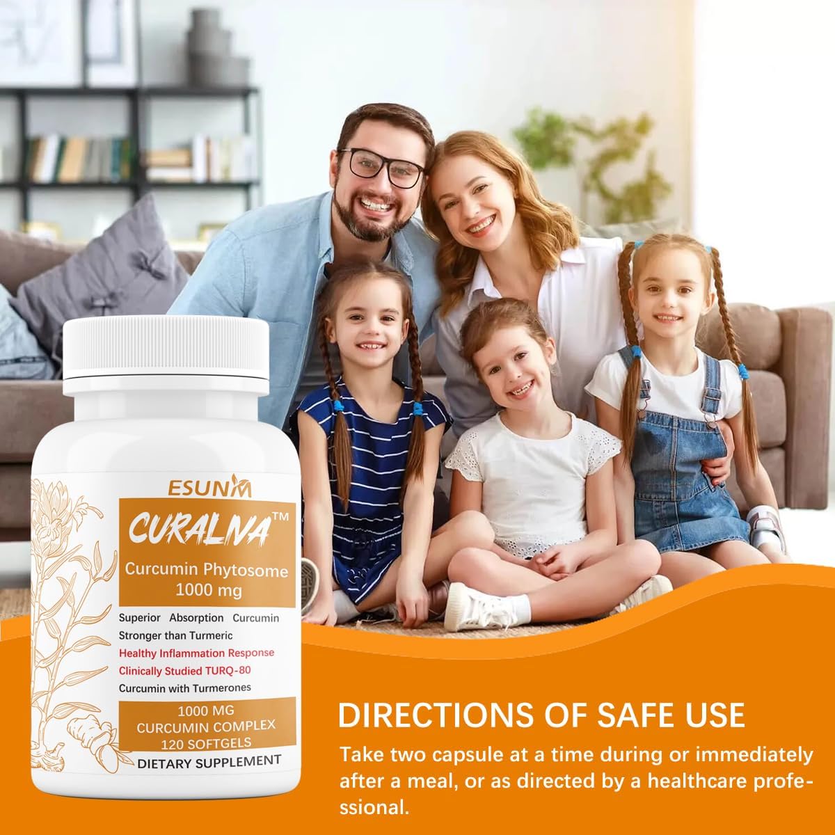 CURALIVA - Curcumin Phytosome 1000 mg - Clinically Studied High Absorption Curcumin Complex - Supports Health in Joints, GI Tract, Liver,Muscles & Immune Health Support - 120 Capsules - 60 Servings