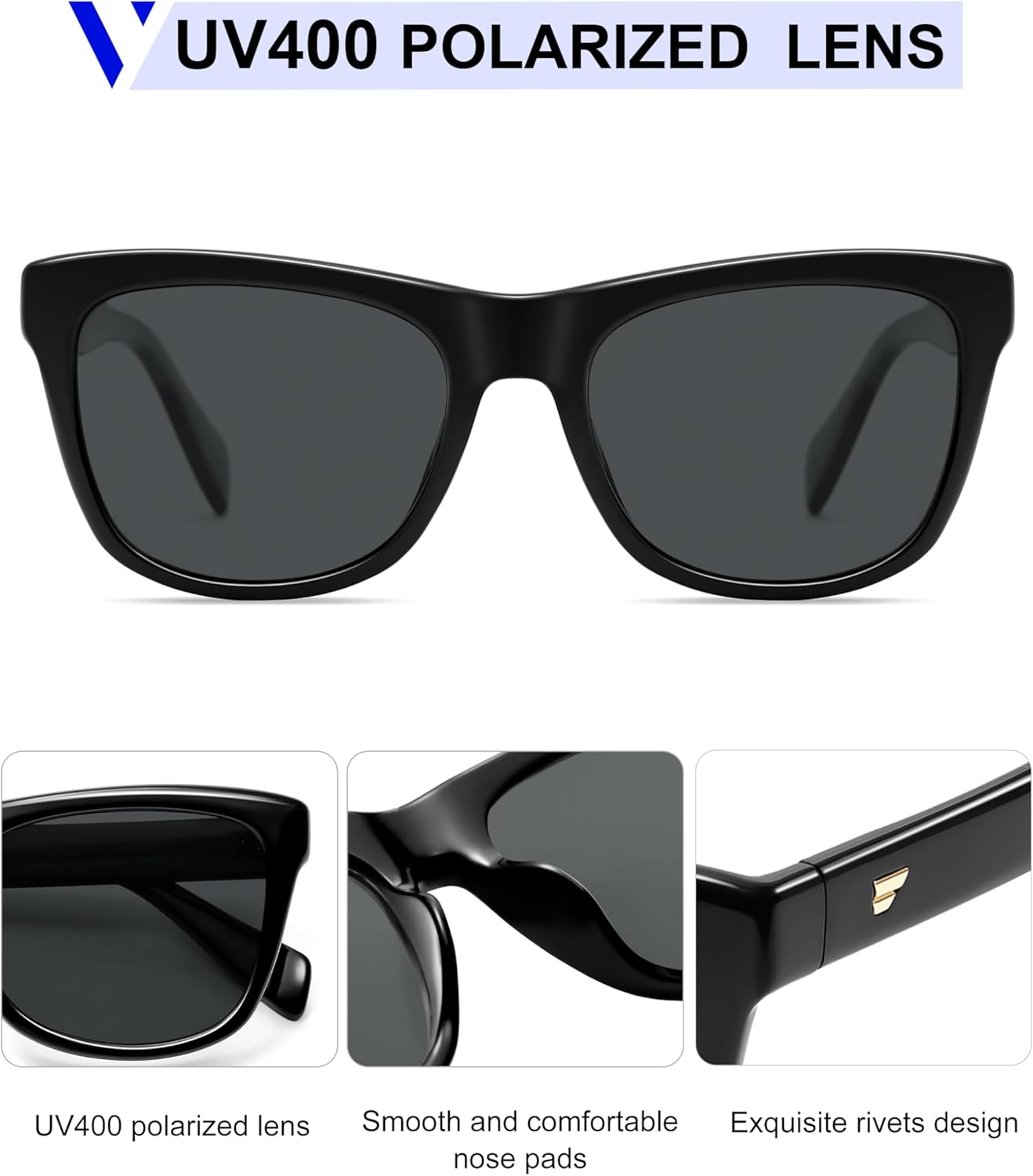 VANLINKER Polarized Sunglasses for Men Women, Classic Square Retro Style Trendy Designer Driving Sun Glasses VL9867 - Image 5