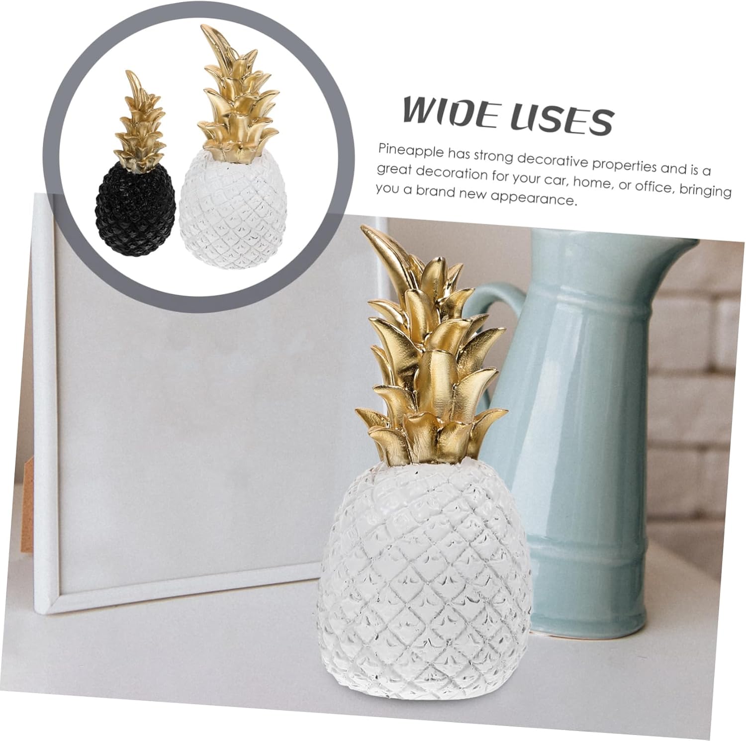 2pcs Pottery Positive Pineapple Decor Artificial Fruit Statue for Halloween Decor Home Table Adornment