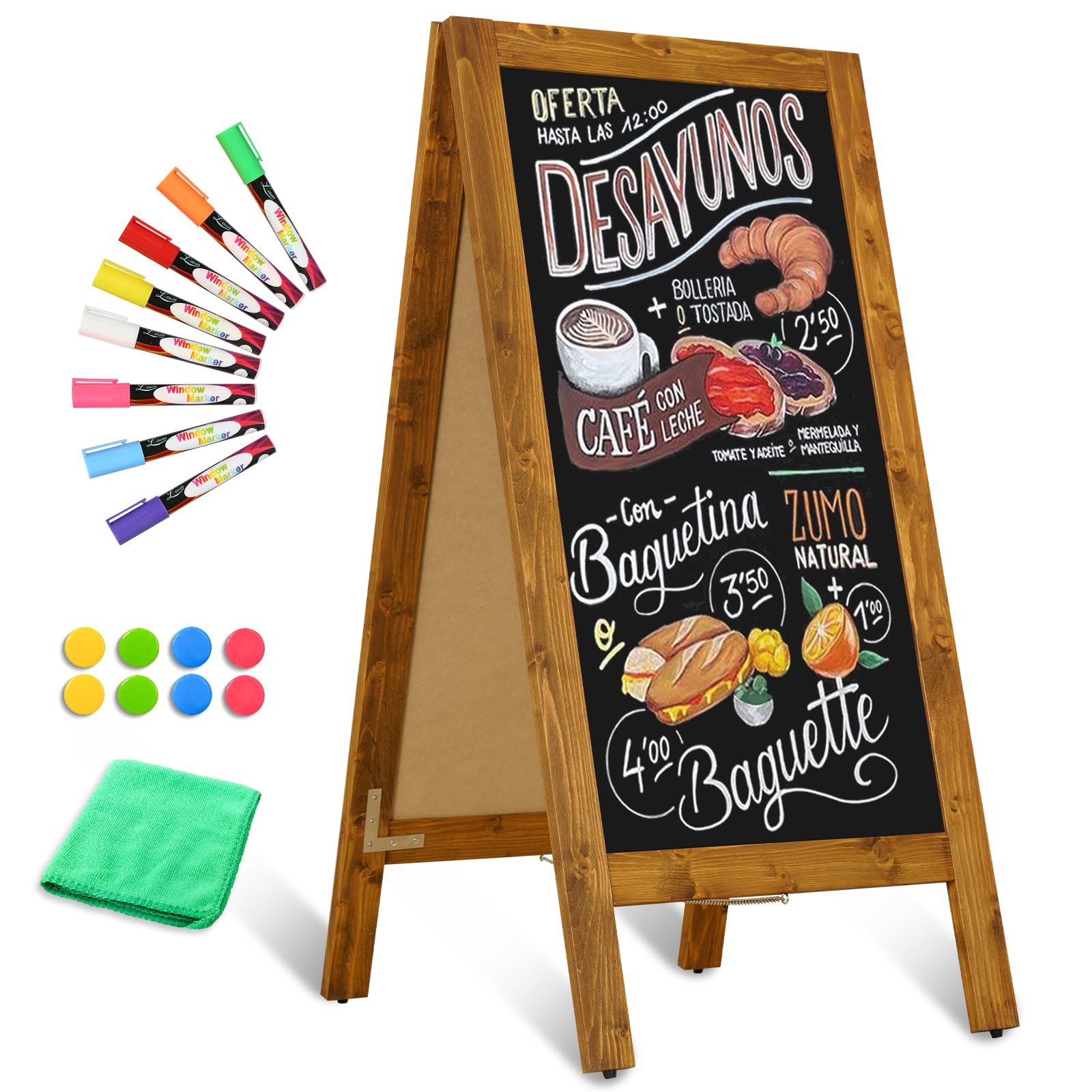 Double-Sided Magnetic 40" x 20" Yellowish-Brown Chalkboard Sign