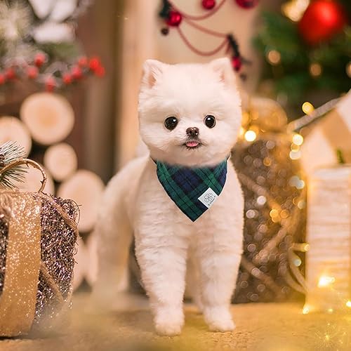 Miniatura 7 de E-Clover Collar de perro a cuadros, collar bandana para perro y coletero a juego, collares ajustables para perros pequeños y medianos, regalo para