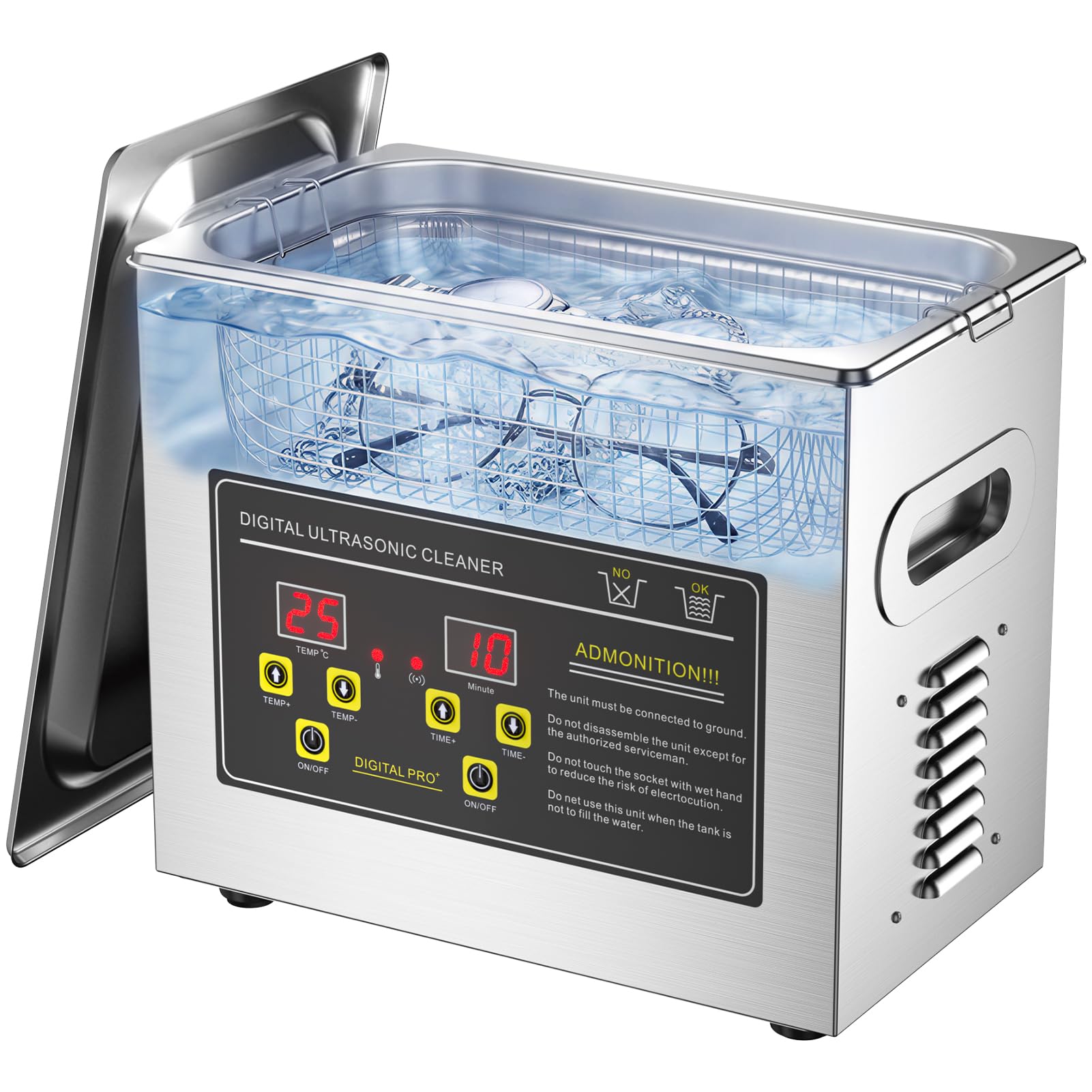 Nettoyeur à Ultrasons Acmeenjoy, 230 W, 3 L. Appareil de nettoyage ultrasonique avec affichage numérique, durée de nettoyage de 5 à 30 minutes, idéal pour le nettoyage de bijoux, lunettes et montres