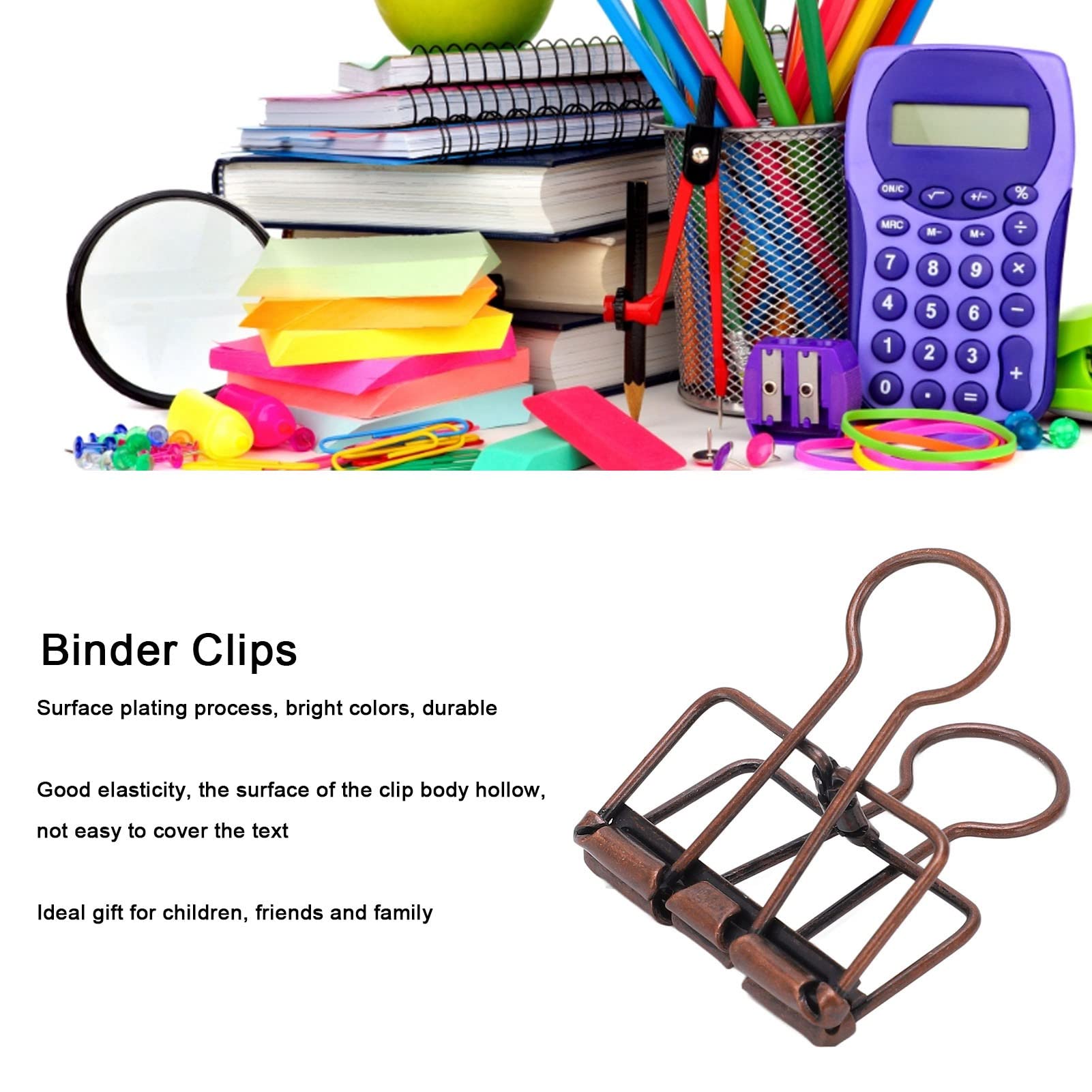 TOPINCN 32 Mm, 50 Clips de Metal para Encuadernación, Clips de Cola Hueca de Metal, Pequeños Clips de Encuadernación para Oficina, Escuela, Uso Doméstico, para Oficina, Escuela, Uso (Color Cobre)