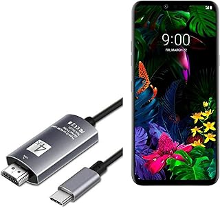 BoxWave Cable Compatible with LG G8 ThinQ - SmartDisplay Cable - USB Type-C to HDMI (6 ft), USB C/HDMI Cable for LG G8 ThinQ - Jet Black