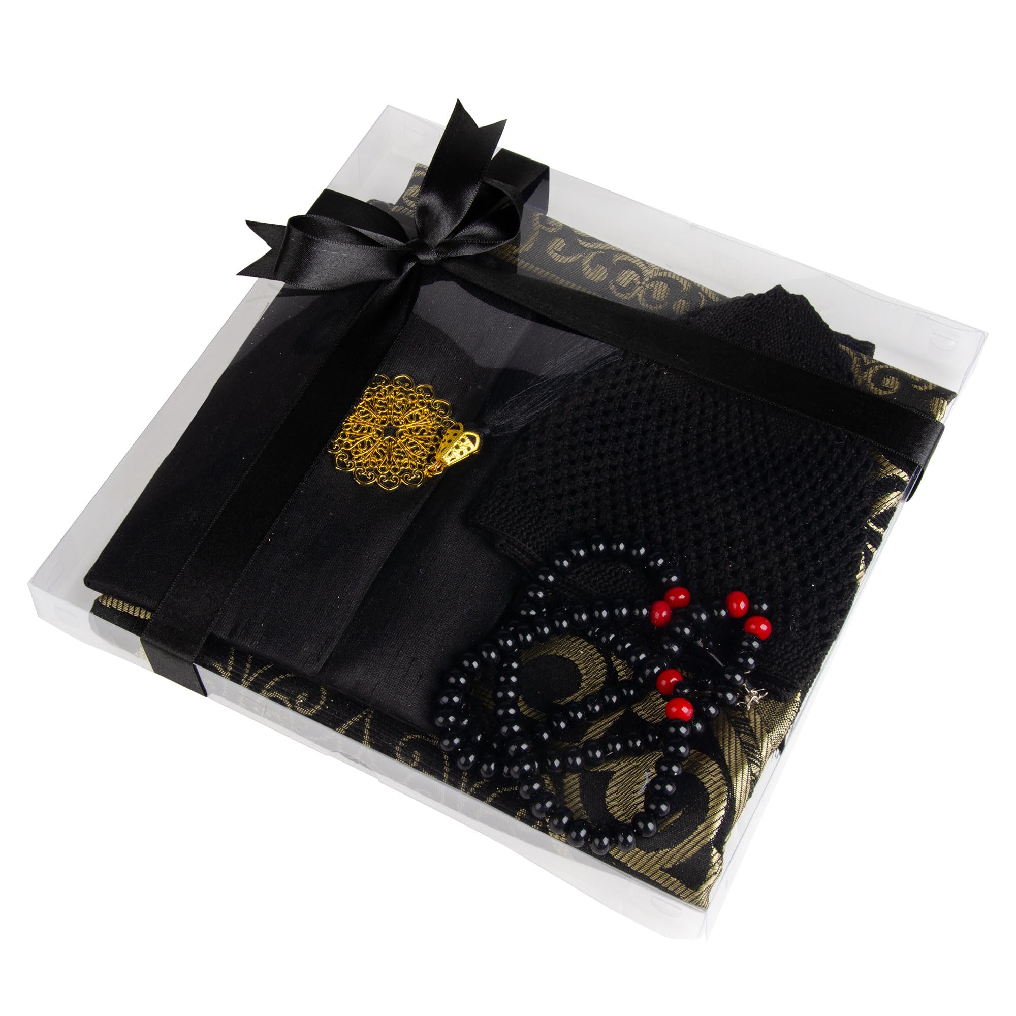 Juego de regalo de oración islámica para hombre, alfombrilla de oración de terciopelo, cuentas Tasbih, libro Yaseen - Elementos esenciales de oración musulmana - Regalo para Ramadán Eid