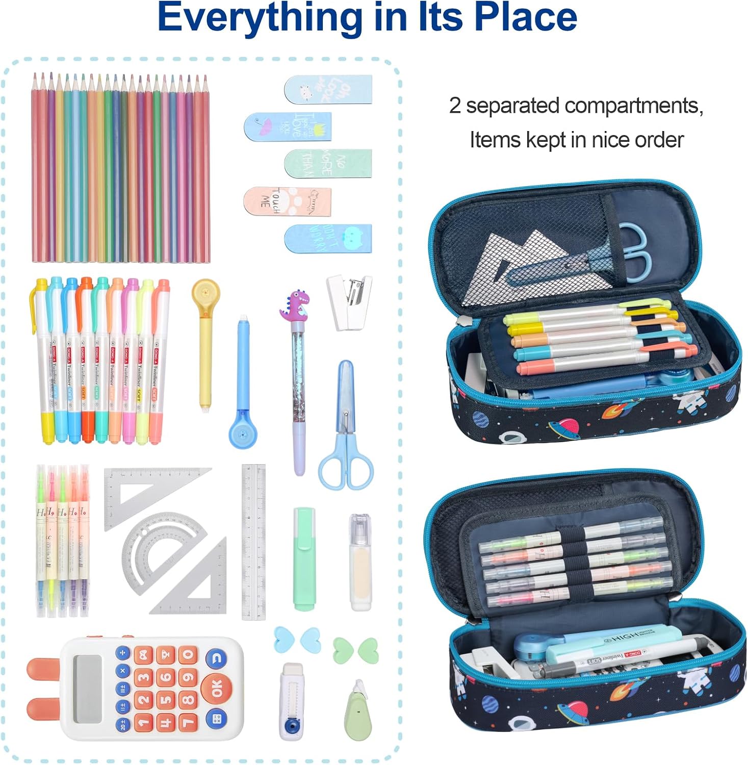 Bagseri Pencil Case for Boys - Large Kids Pencil Pouch for School image 3