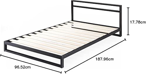 Miniatura 25 de ZINUS Trisha - Marco de cama de plataforma de metal de 7 pulgadas con cabecero, soporte de listones de madera, no necesita somier, fácil montaje,