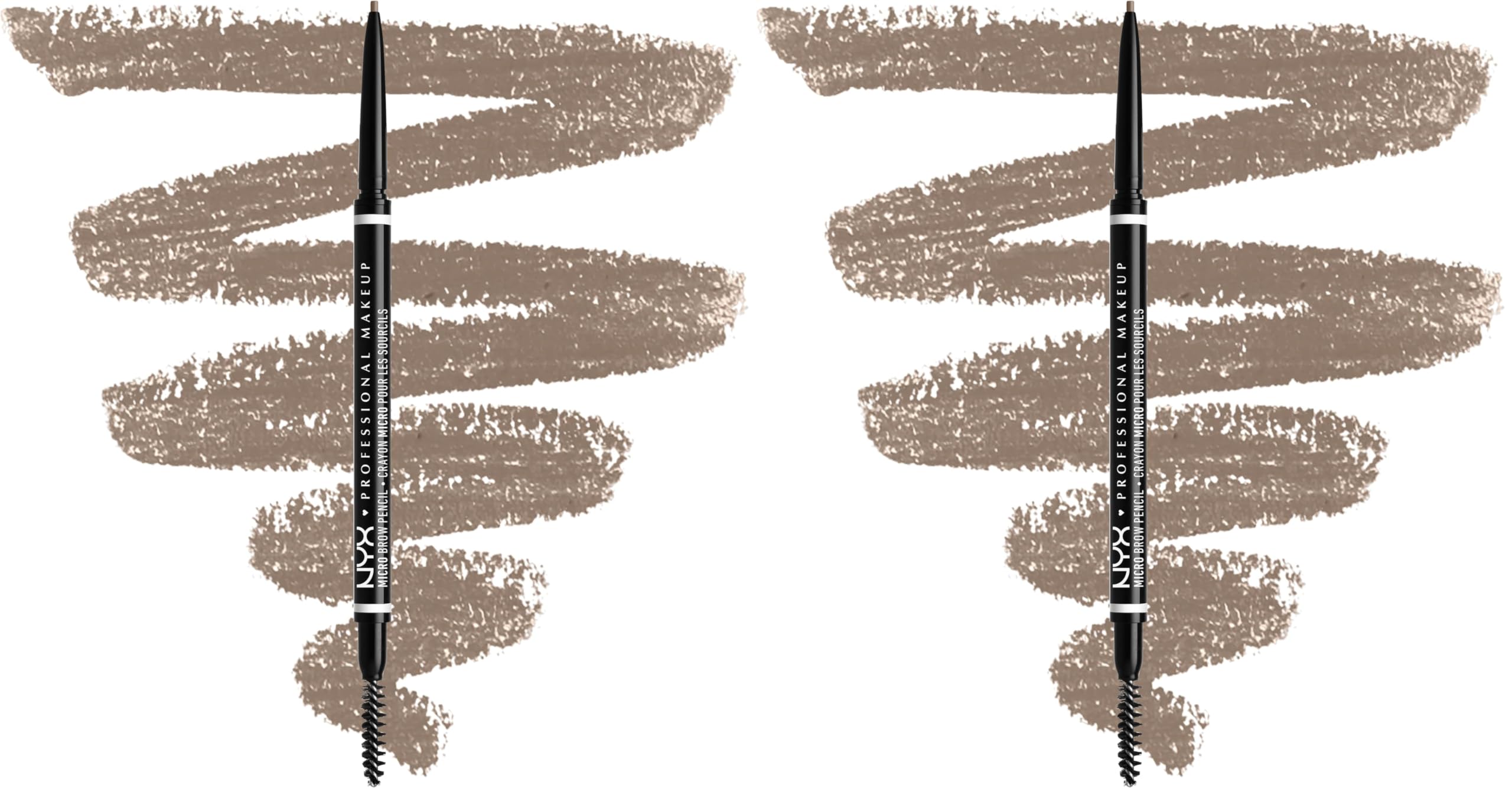 NYX Professional Makeup Micro Brow Pencil, Doppelseitig mit ausdrehbarem Augenbrauenstift und Bürstchen, Vegane Formel, Farbton: Ash Blonde (Packung mit 2)