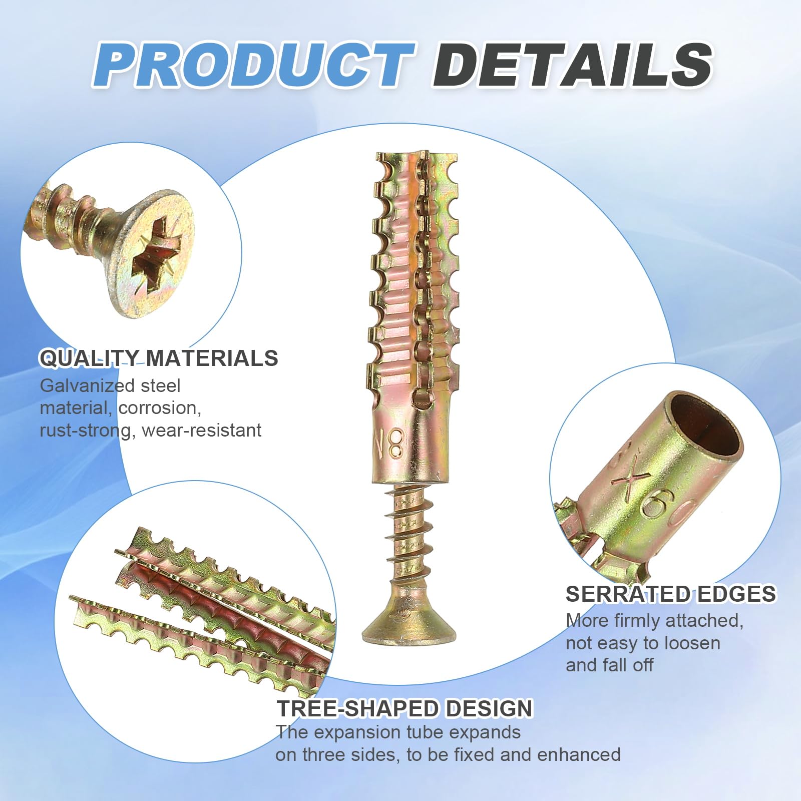 PATIKIL 20 Pcs Drywall Hollow Wall Anchors with Screws 0.2 x 1.57" - Image 3
