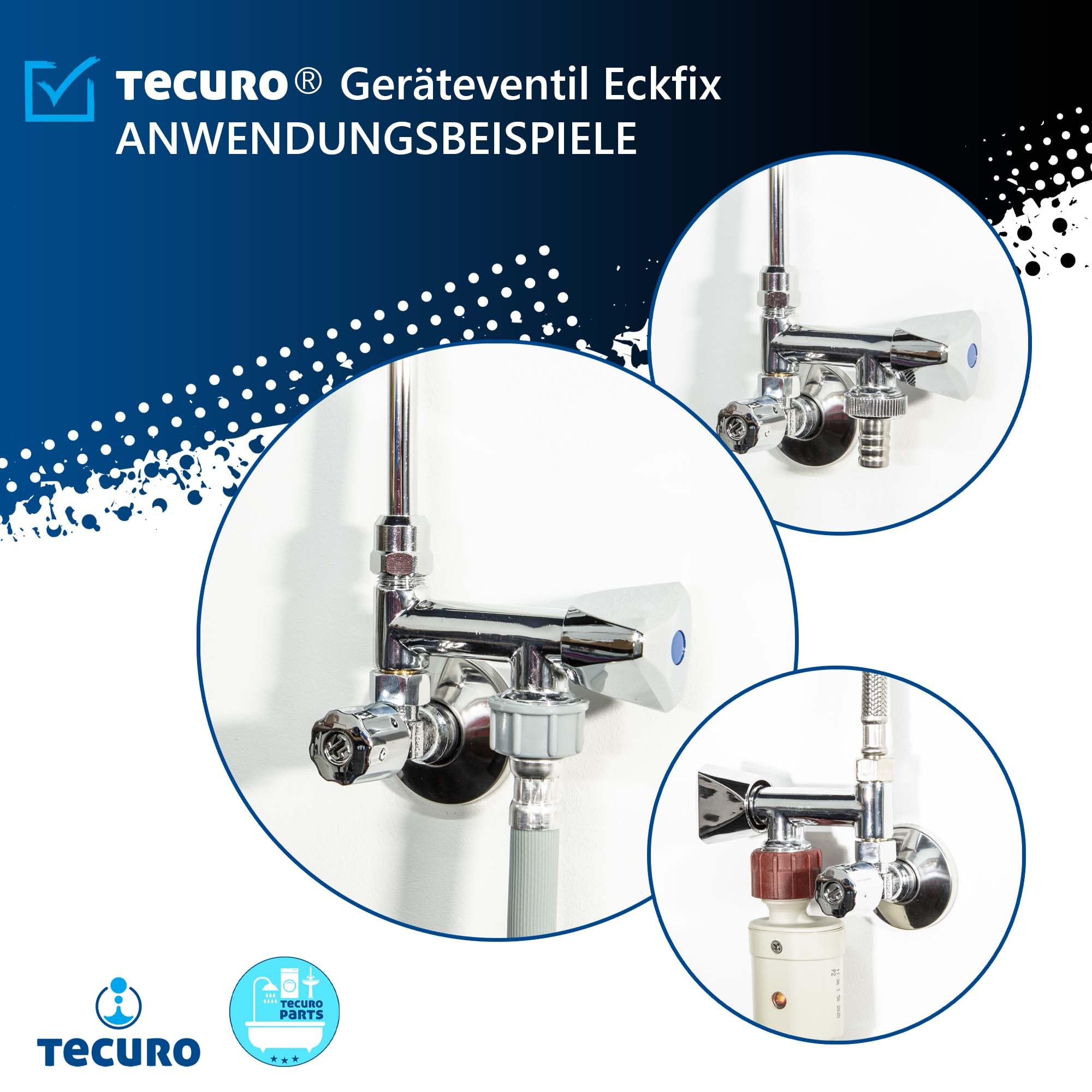 Tecuro Device Additional Valve Device Valve Angle Valve Eckfix Easy Assembly, Chrome-plated - Image 3