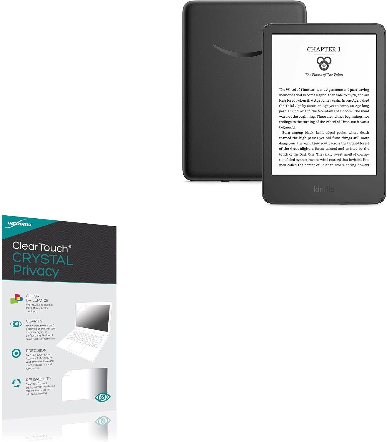 BoxWave Screen Protector Compatible with Amazon Kindle (11th Gen 2022) - ClearTouch Crystal Privacy (2-Pack), Privacy Screen Protector Flexible Film Clear
