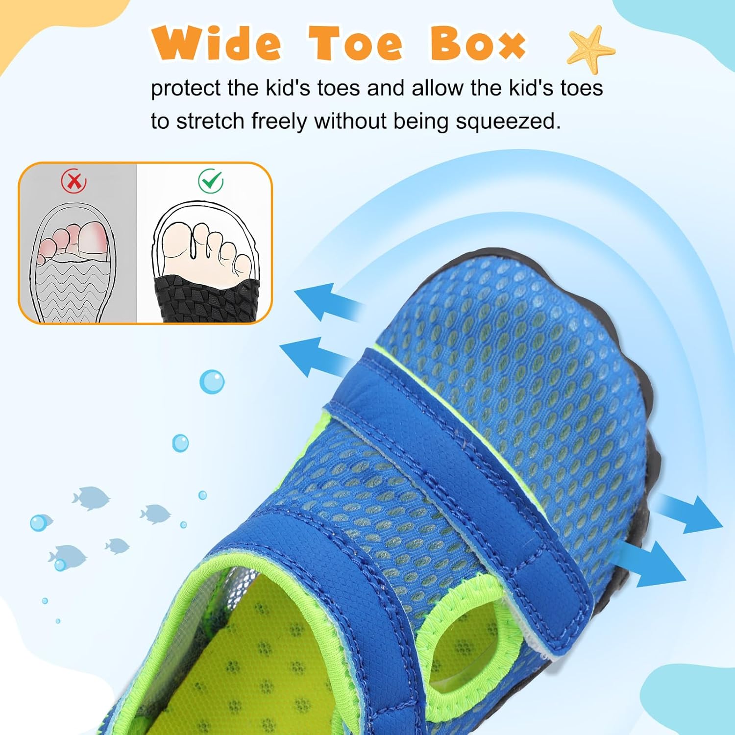 Besroad Kids Sandals Boys Girls Wide Sandals Barefoot Water Sandal Shoes Lightweight Summer Beach Shoes Non-slip Swim Hiking